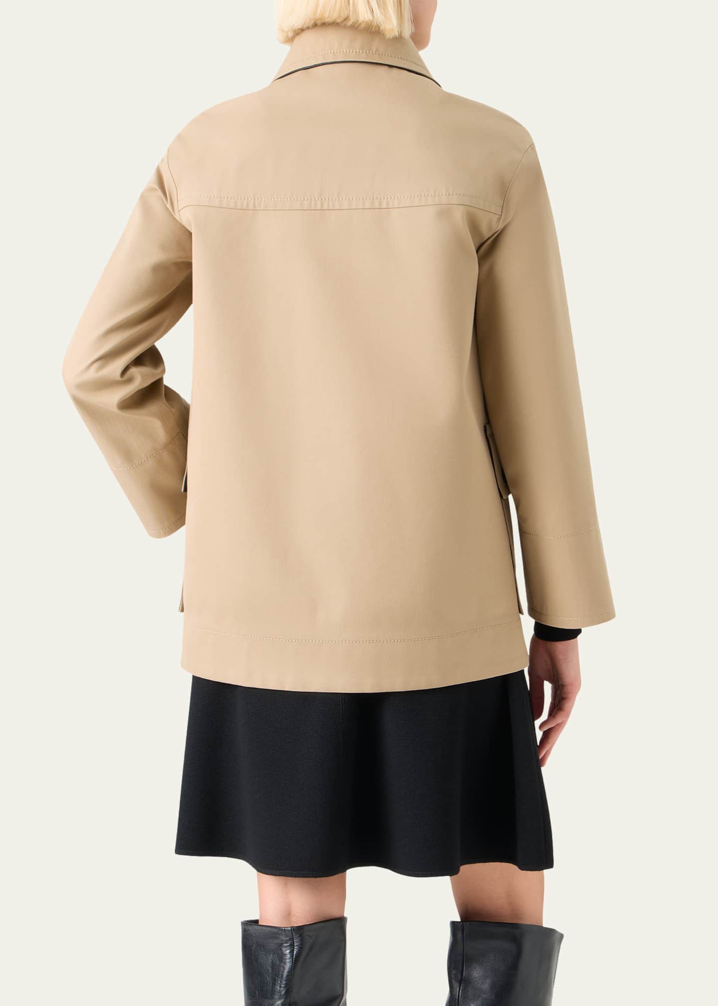 Akris punto Faux-Leather Collar Cotton Gabardine Parka Jacket