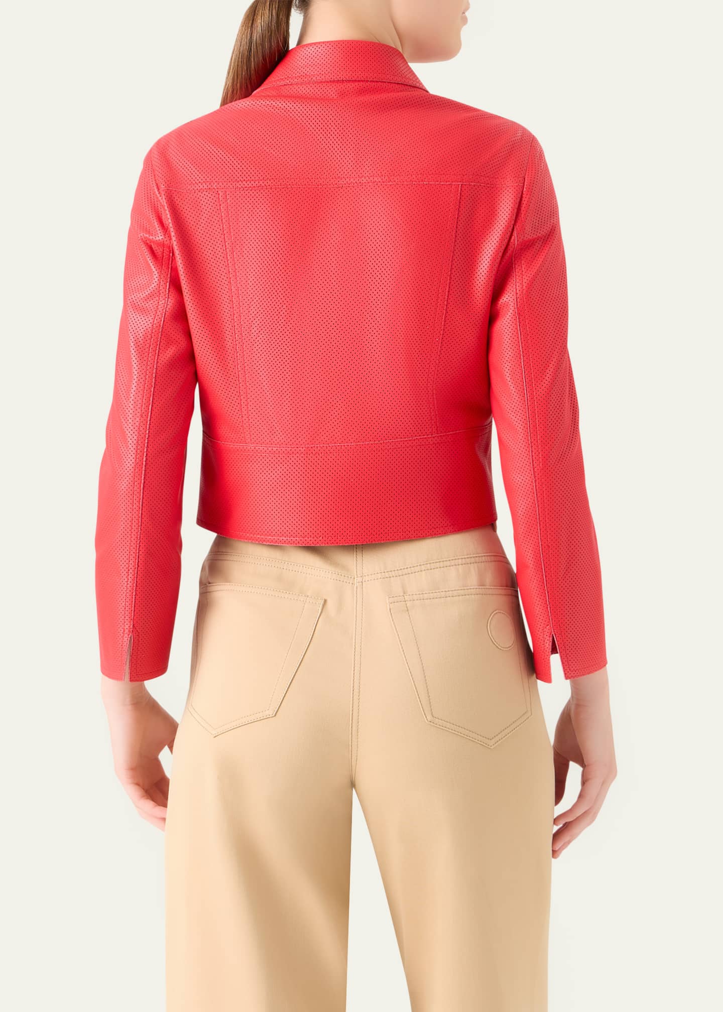 Akris punto Perforated Leather Crop Moto Jacket - Bergdorf Goodman
