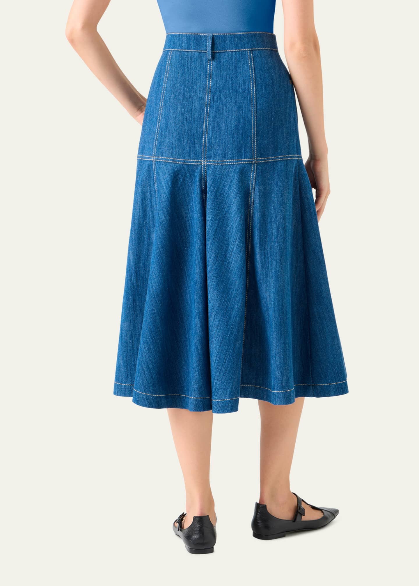 Akris punto Paneled Denim Midi Skirt - Bergdorf Goodman