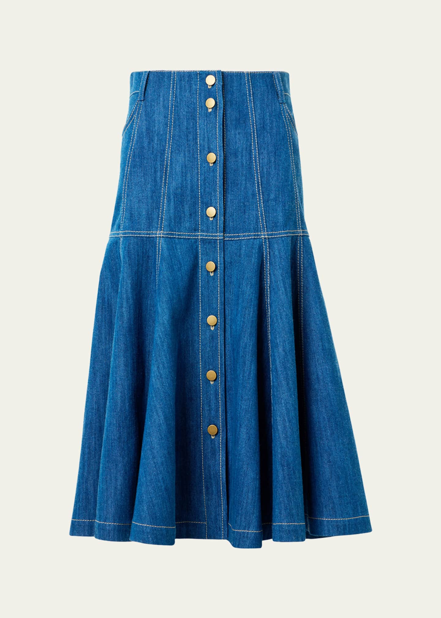 Akris punto Paneled Denim Midi Skirt - Bergdorf Goodman