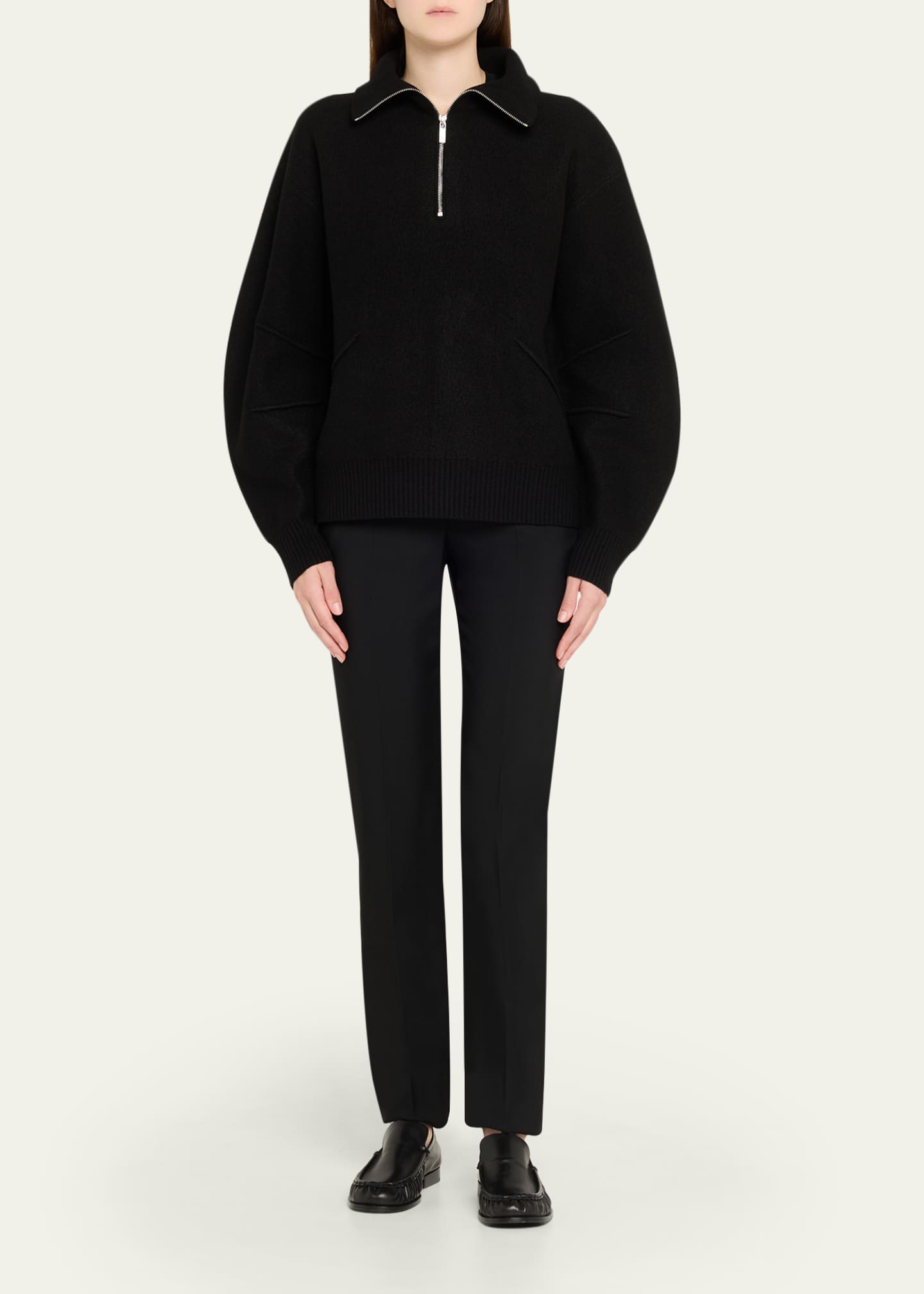 Helmut Lang Boiled Wool Half-Zip Sweater - Bergdorf Goodman