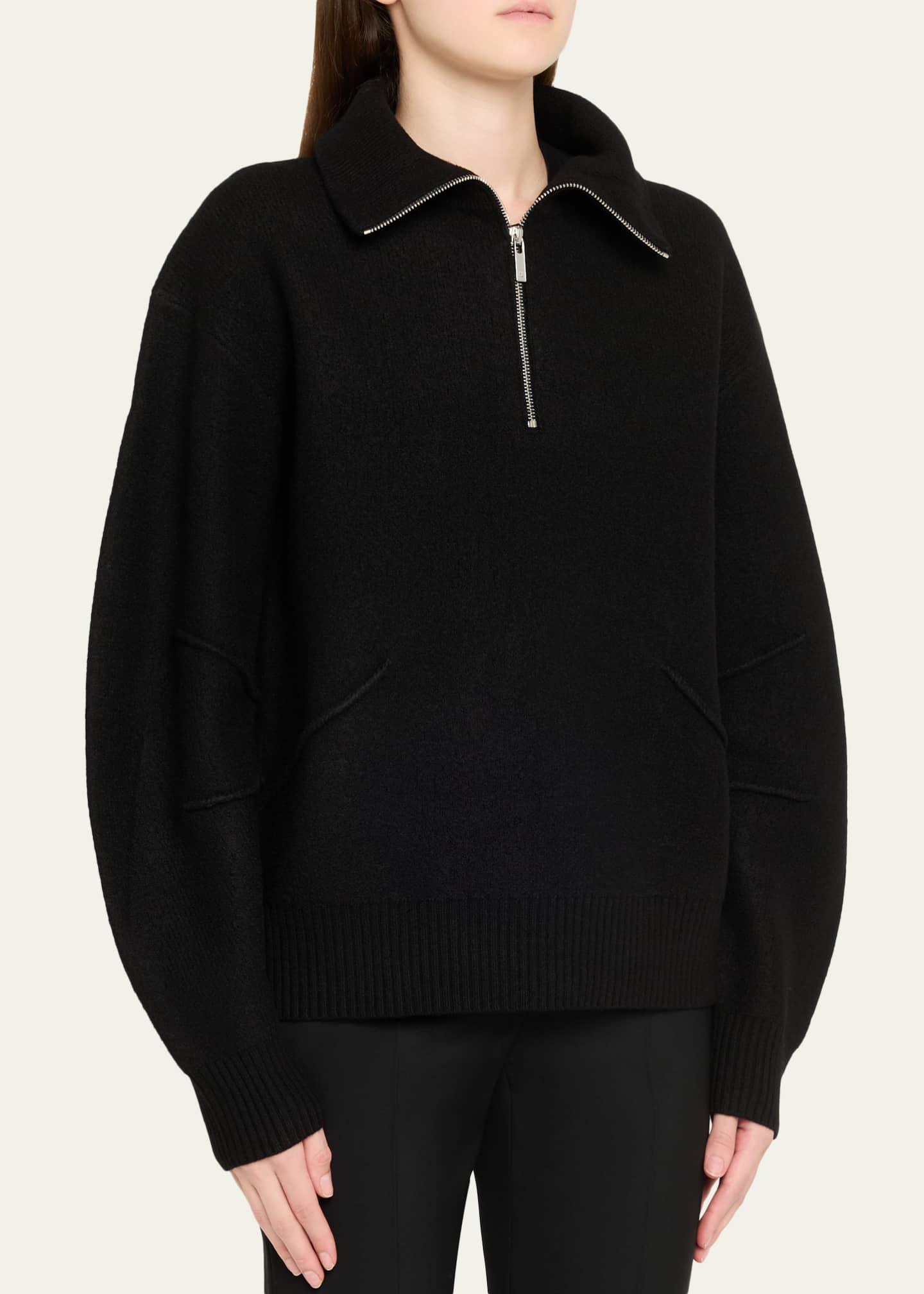 Helmut Lang Boiled Wool Half-Zip Sweater - Bergdorf Goodman