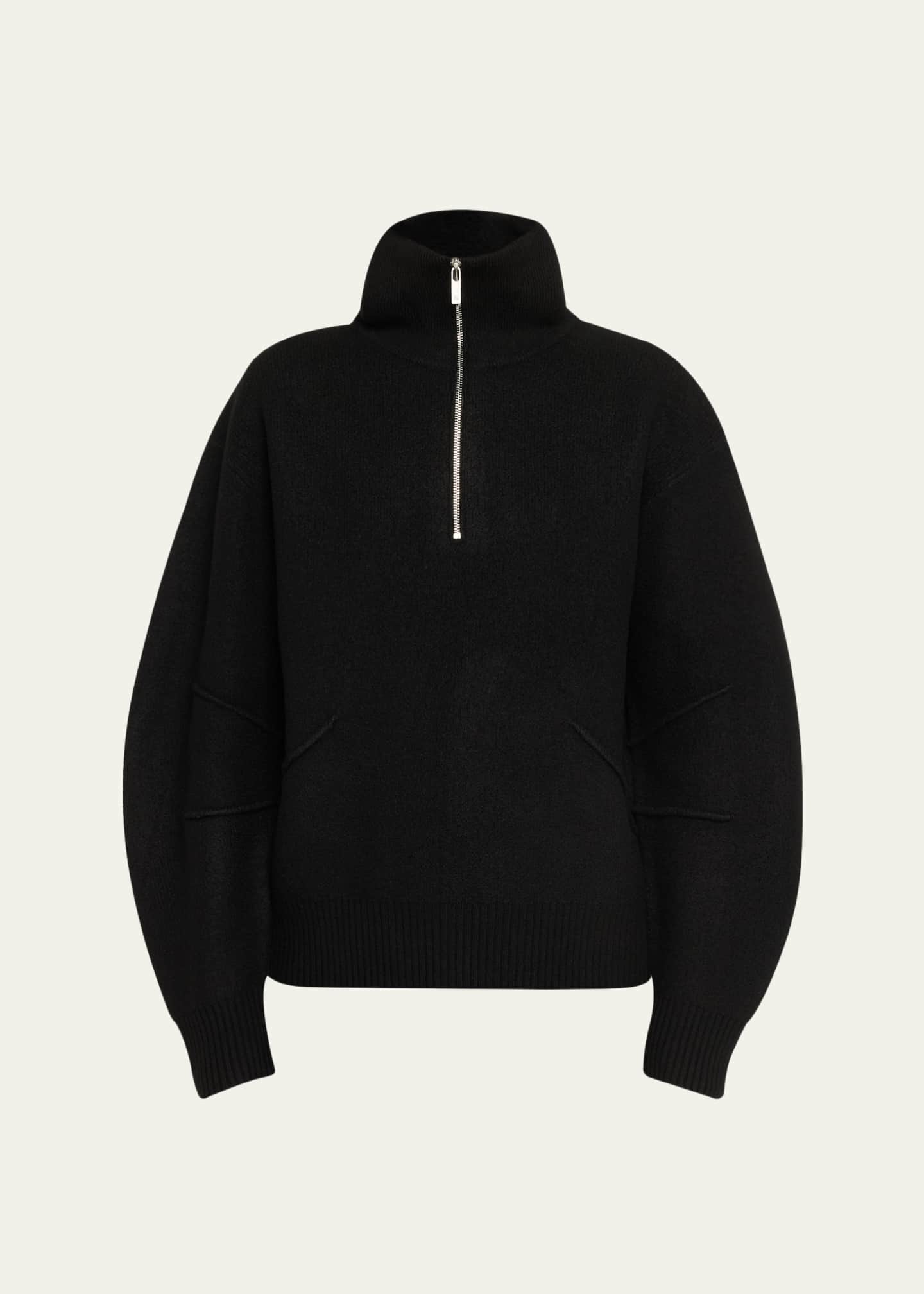 Helmut Lang Boiled Wool Half-Zip Sweater - Bergdorf Goodman