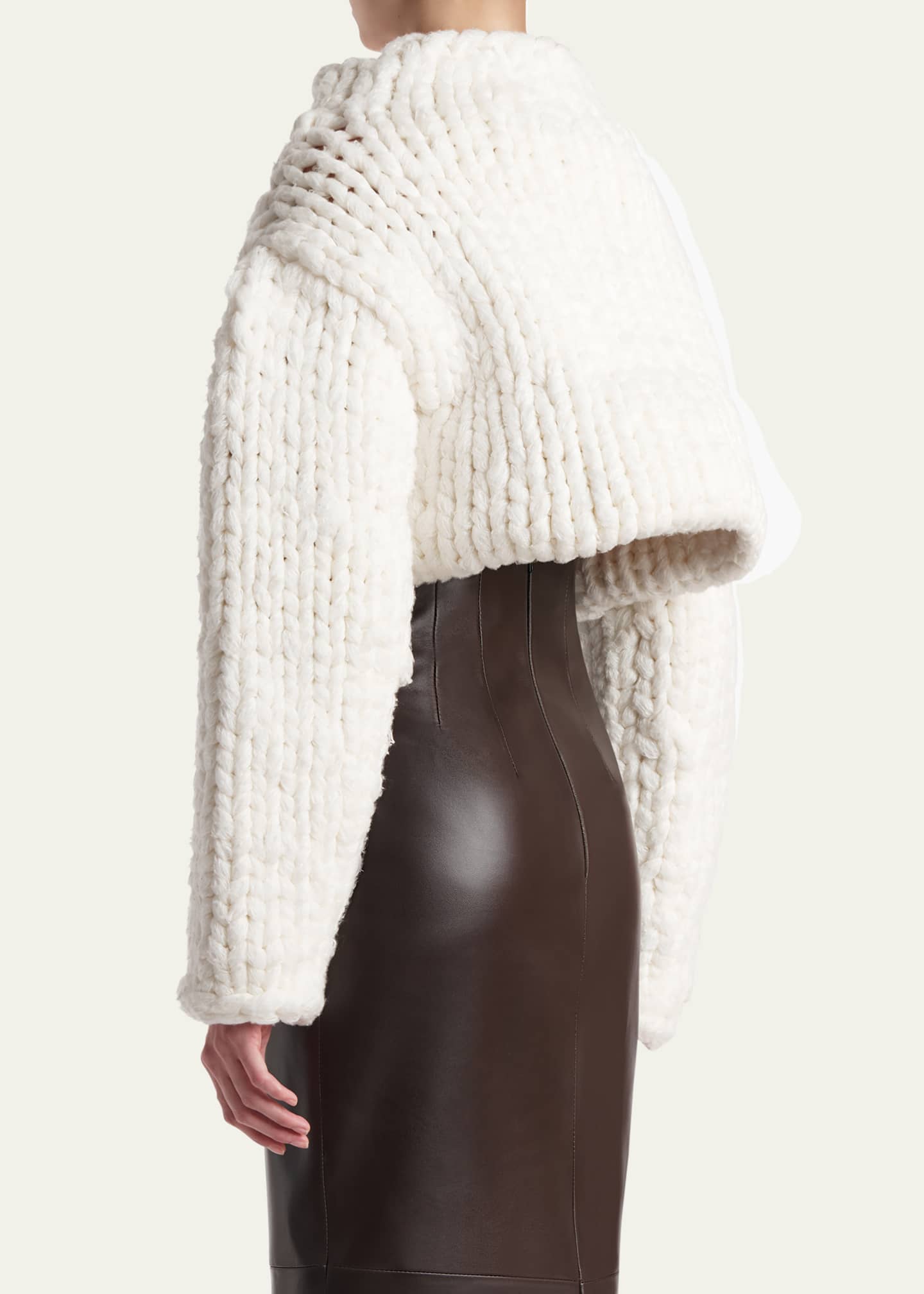 Khaite Ninel Oversized Cable-Knit Crop Sweater - Bergdorf Goodman