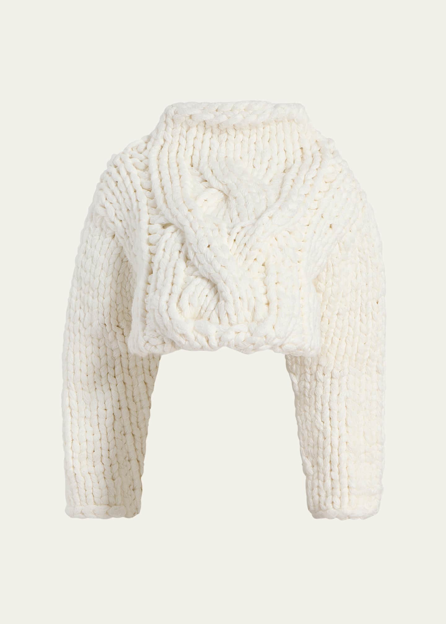 Khaite Ninel Oversized Cable-Knit Crop Sweater - Bergdorf Goodman