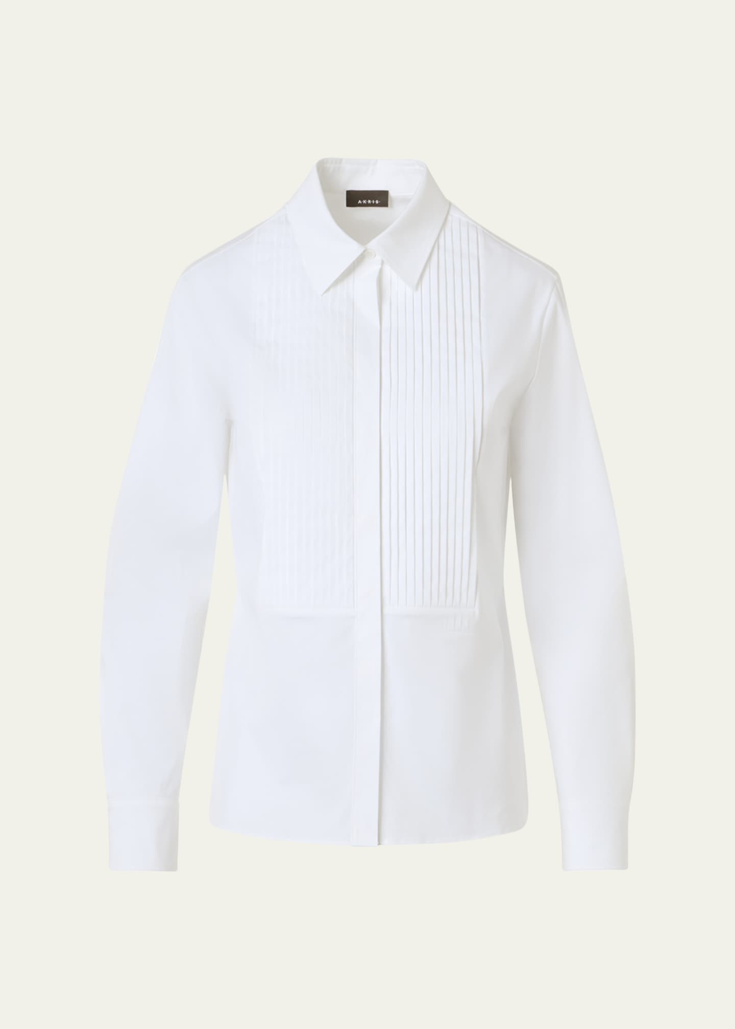 Akris Women's Pintuck Pleated Cotton Shirt - White - Size 8