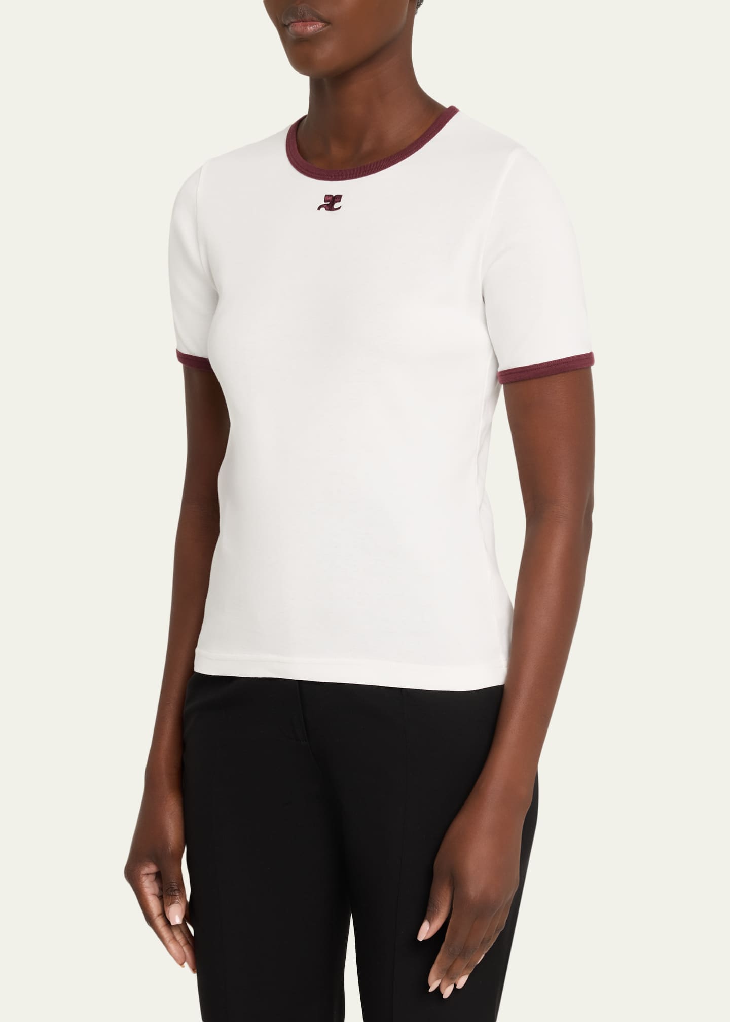 Courreges Contrast Trim Short-Sleeve T-Shirt - Bergdorf Goodman
