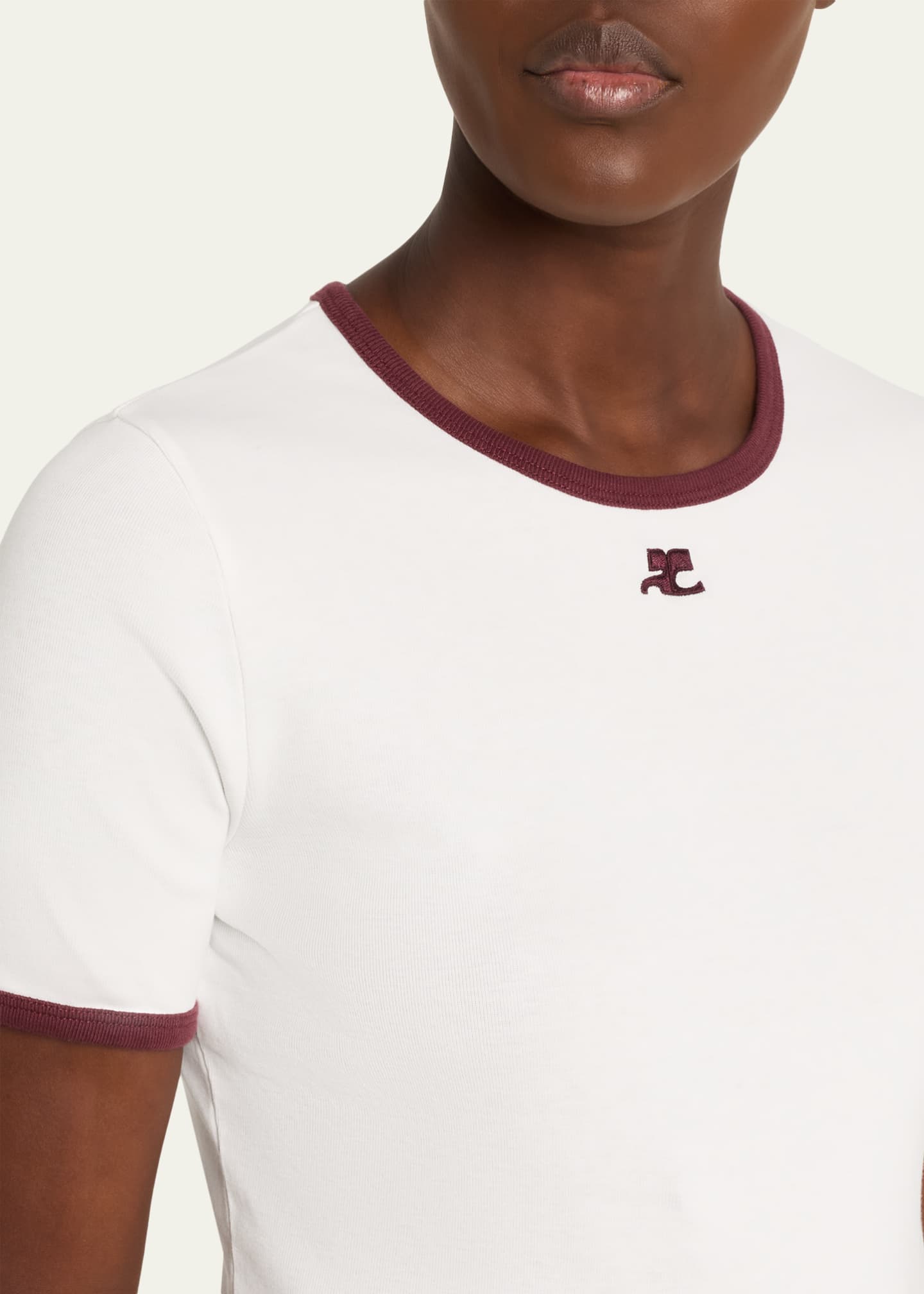 Courreges Contrast Trim Short-Sleeve T-Shirt - Bergdorf Goodman
