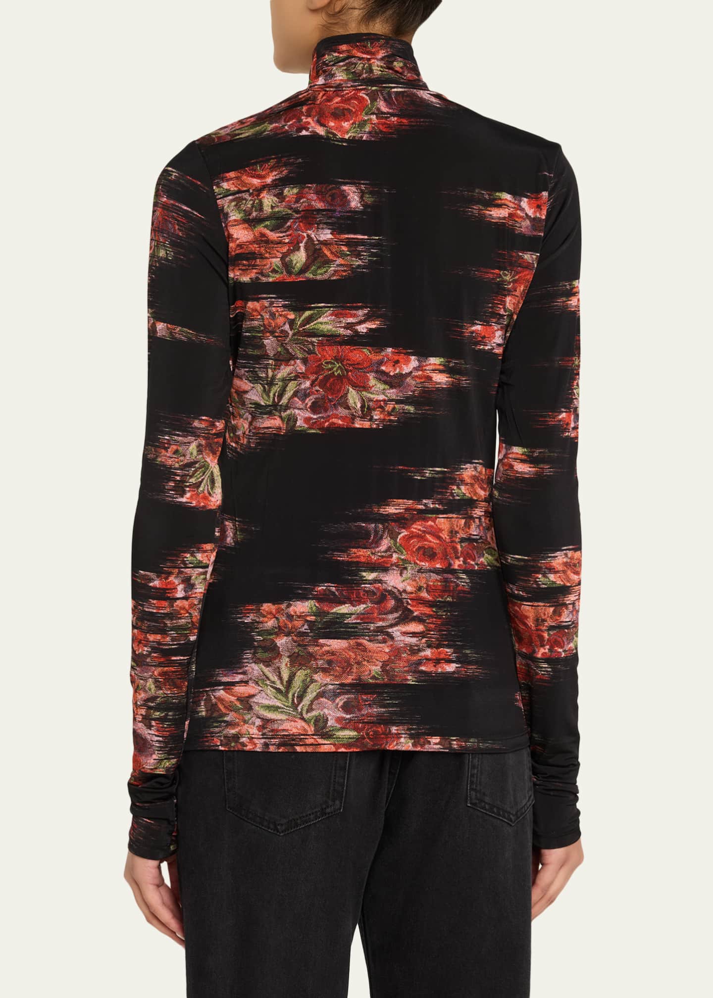 Ganni Floral Print Jersey Turtleneck - Bergdorf Goodman