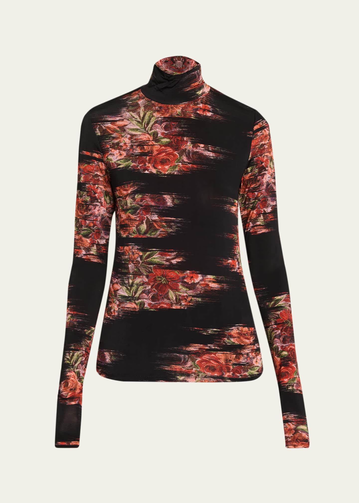 Ganni Floral Print Jersey Turtleneck - Bergdorf Goodman