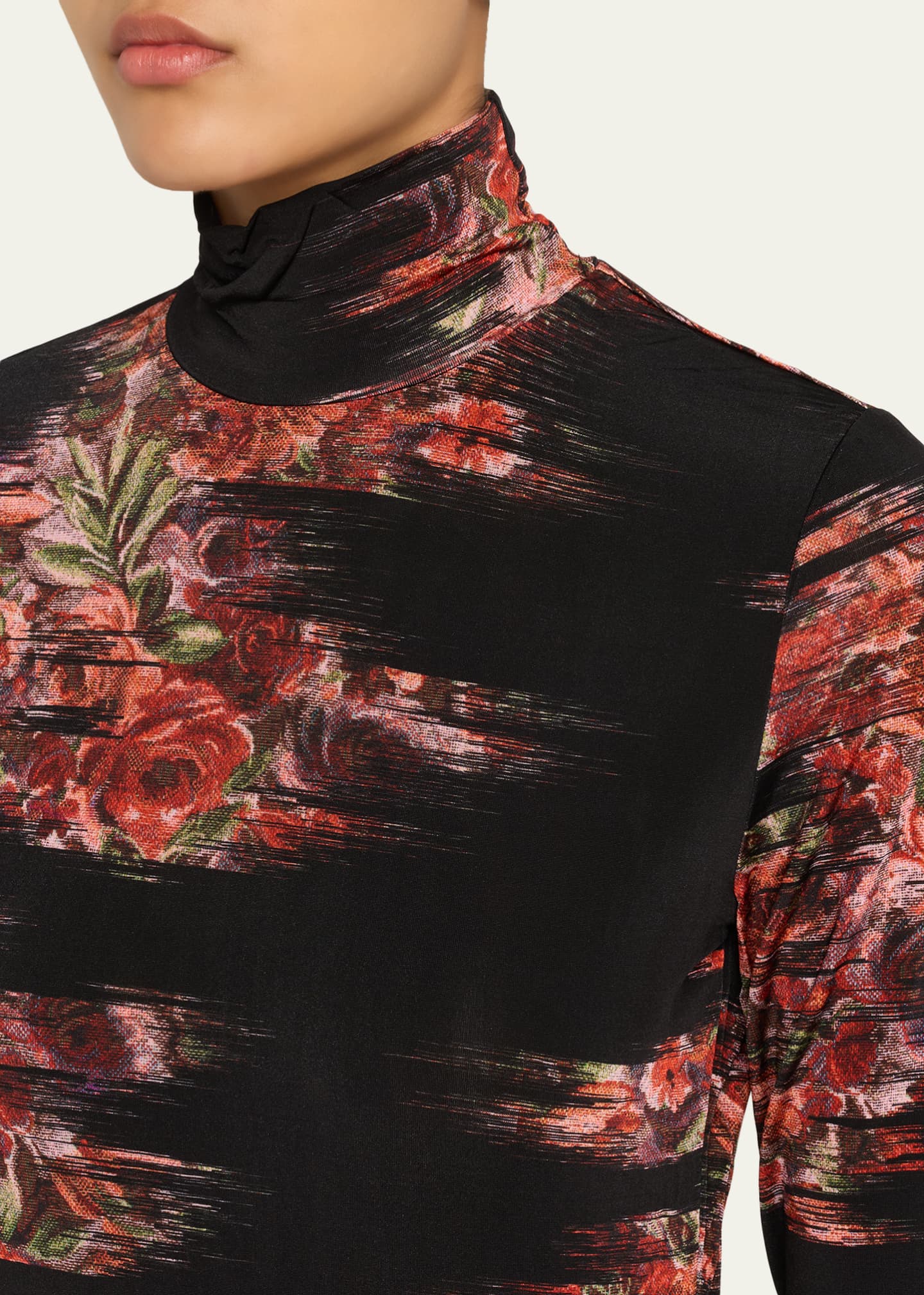Ganni Floral Print Jersey Turtleneck - Bergdorf Goodman
