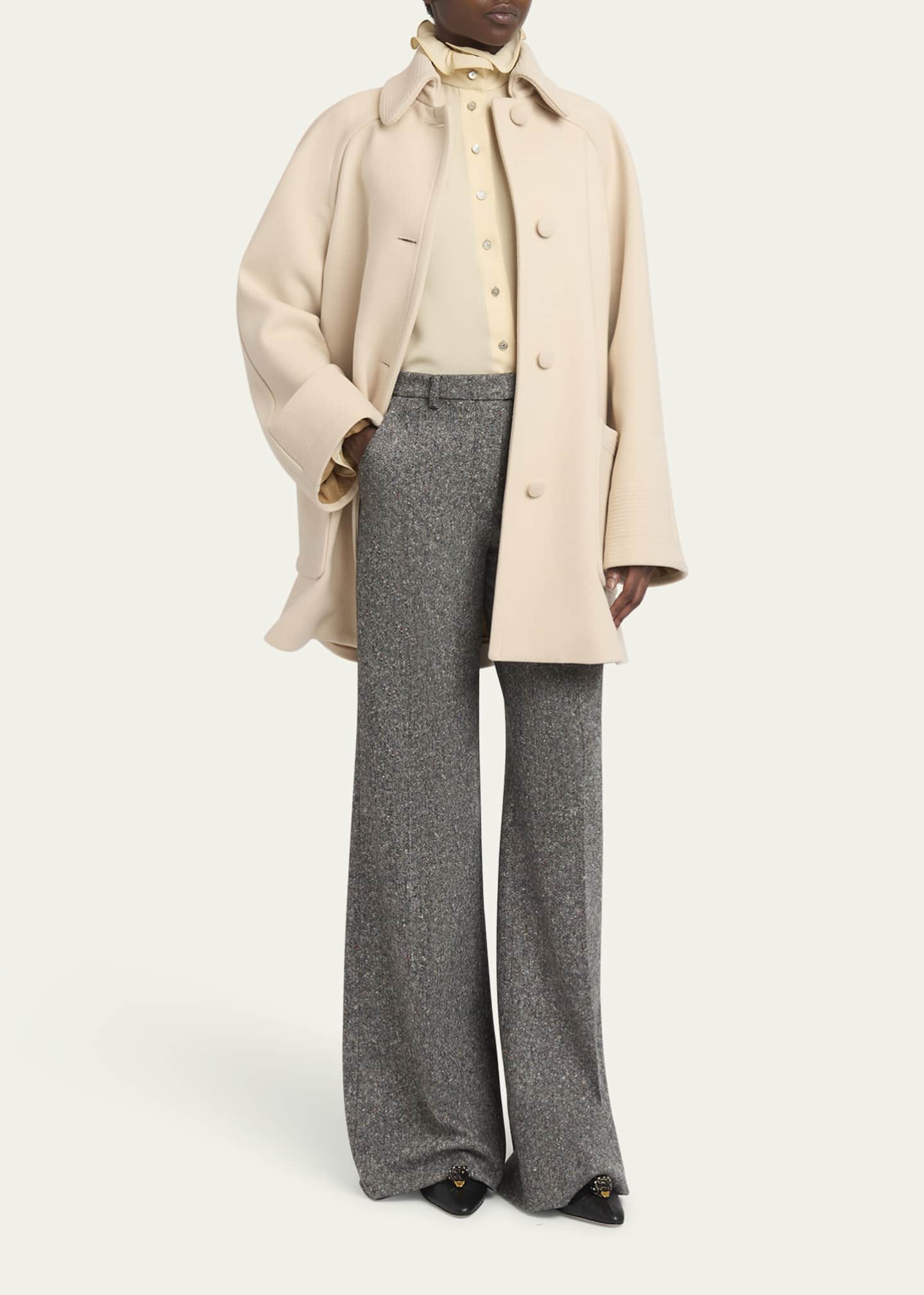 Valentino Garavani Cappotto Wool V Gold-Trim Jacket - Bergdorf Goodman