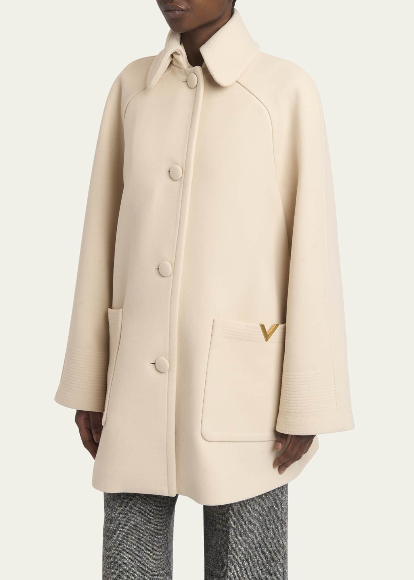 Valentino Garavani Cappotto Wool V Gold-Trim Jacket - Bergdorf Goodman