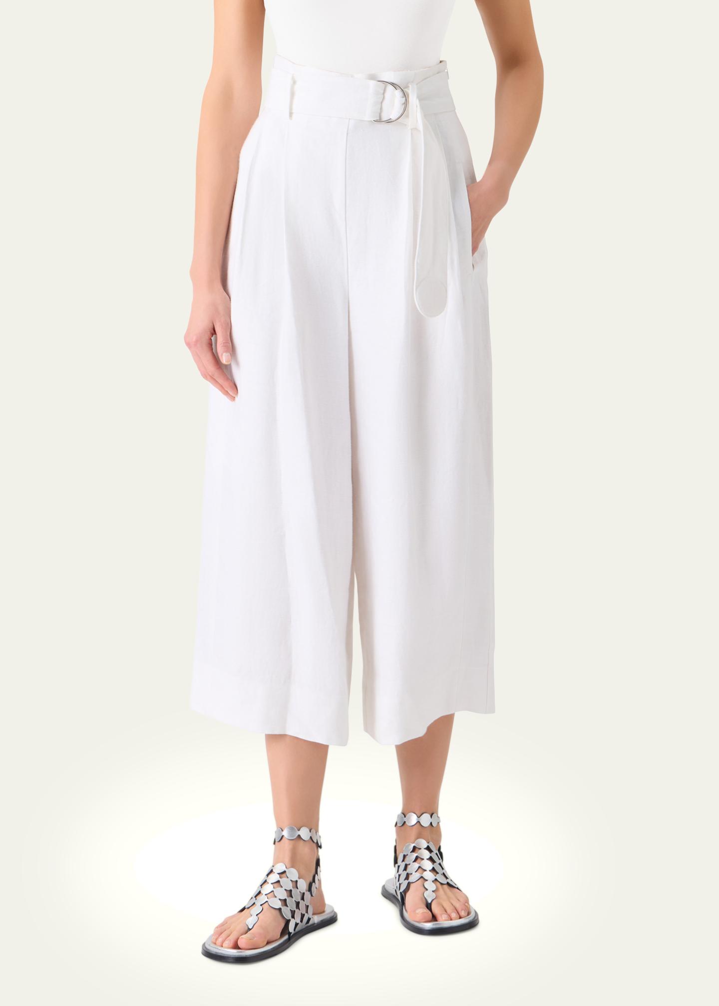 Akris punto Fiorella Linen Wide-Leg Culotte Pants - Bergdorf Goodman