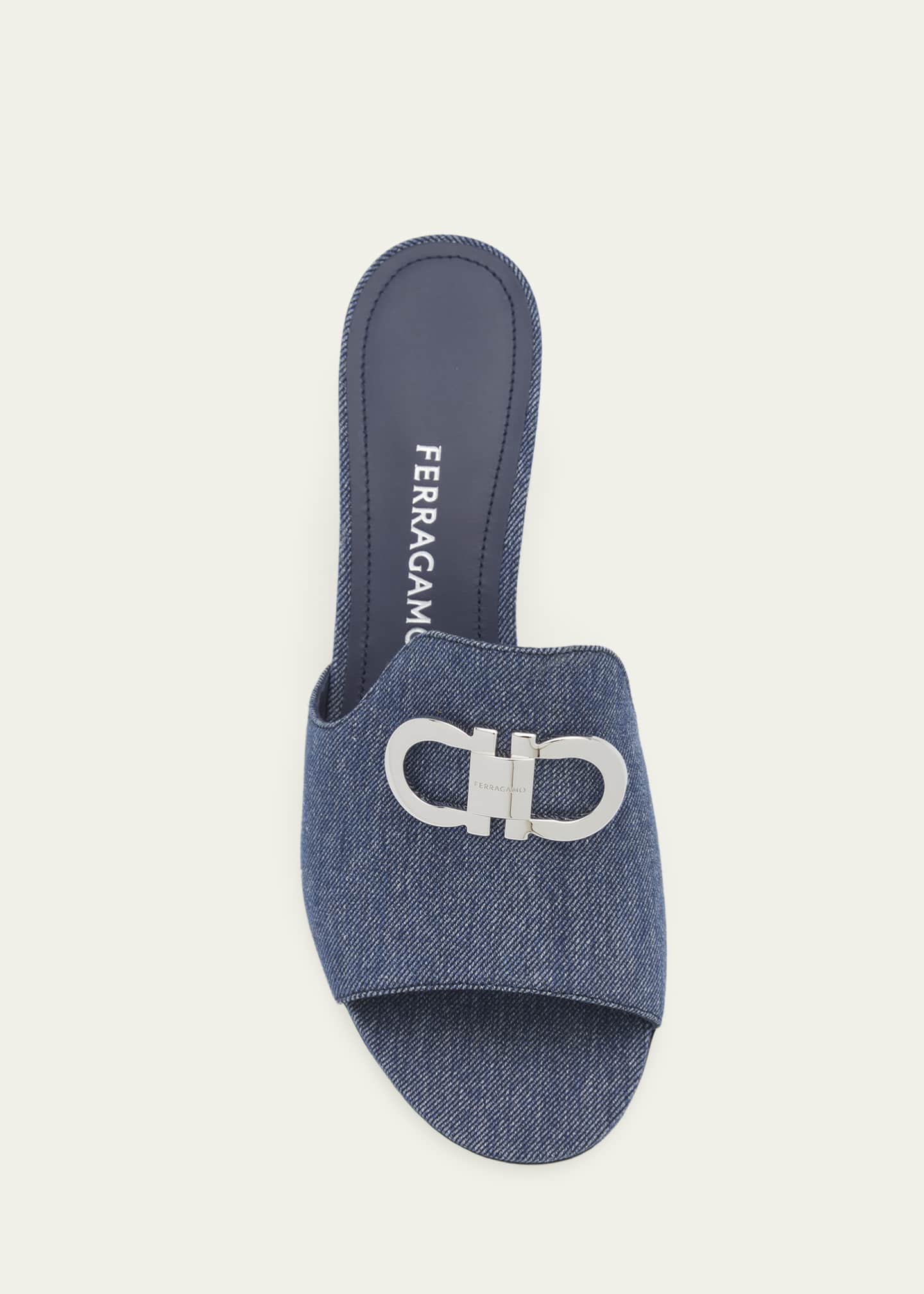 Ferragamo 55mm Rexy Denim Mule Sandals - Bergdorf Goodman