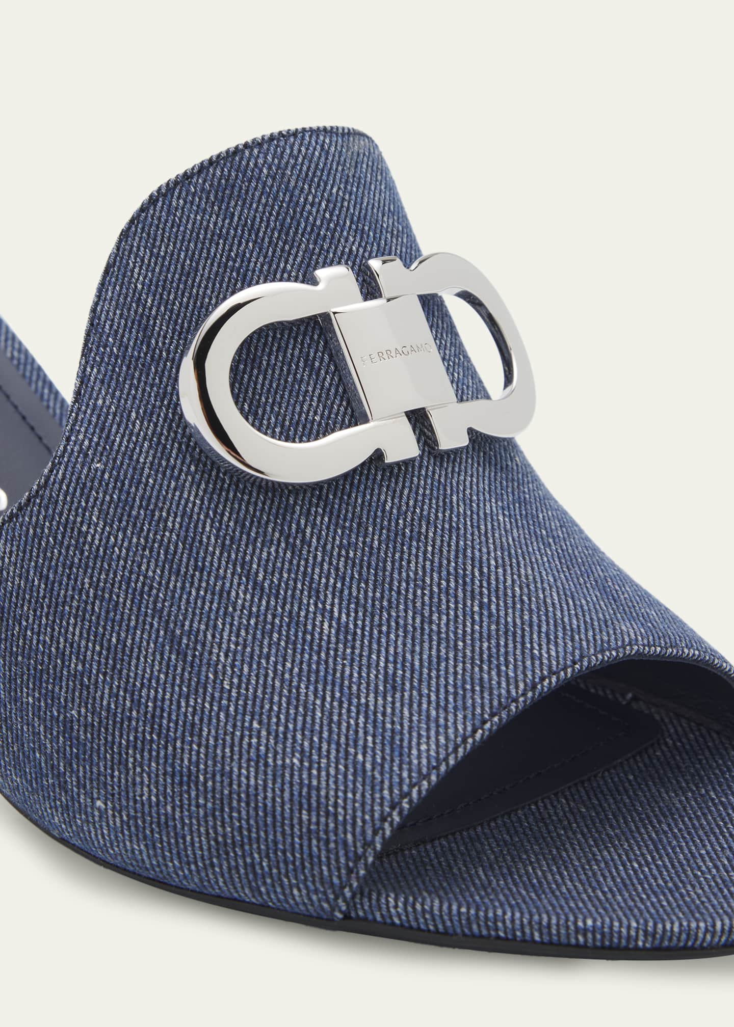 Ferragamo 55mm Rexy Denim Mule Sandals - Bergdorf Goodman