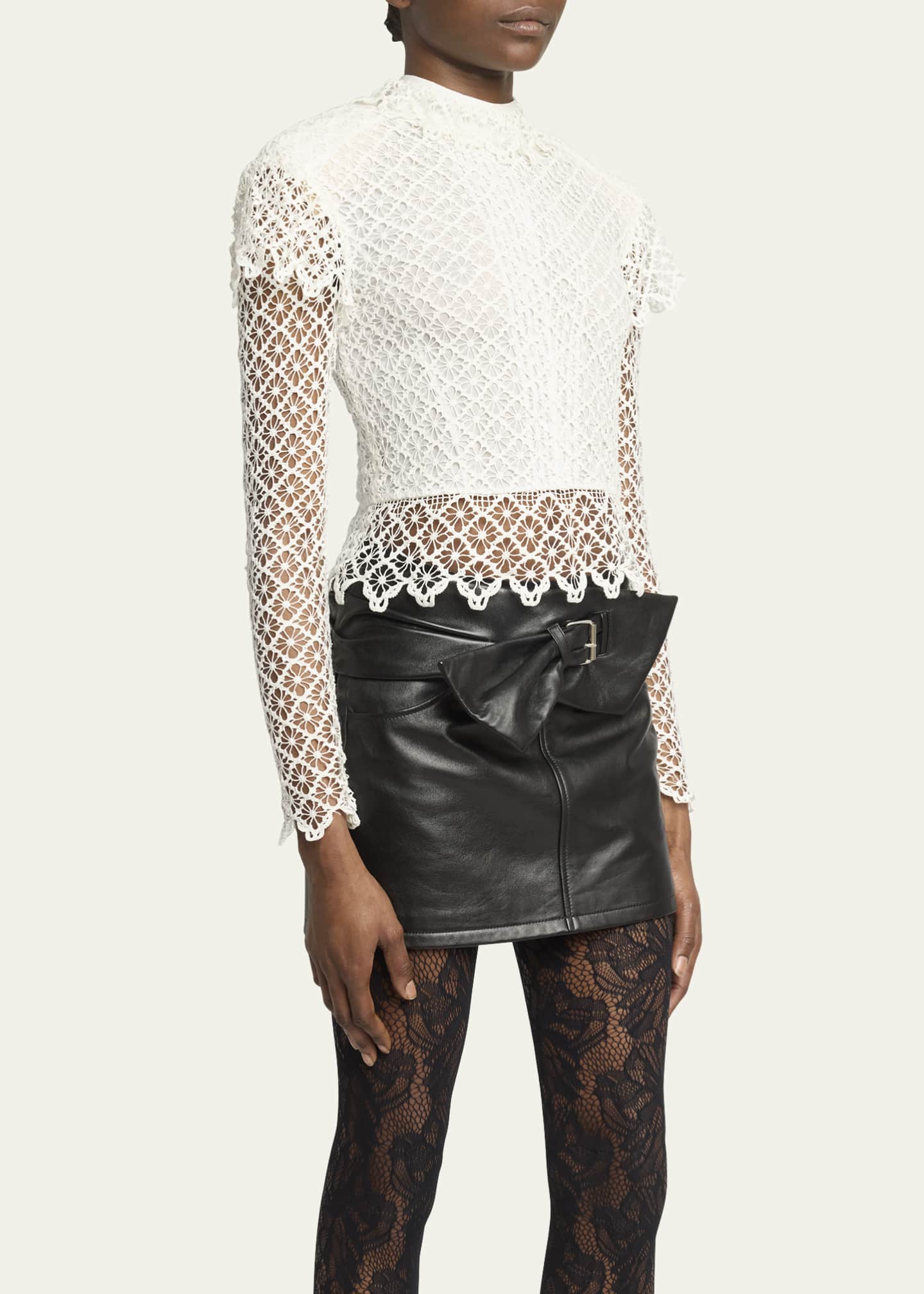 Isabel Marant Ludivine Mock-Neck Cotton Lace Top - Bergdorf