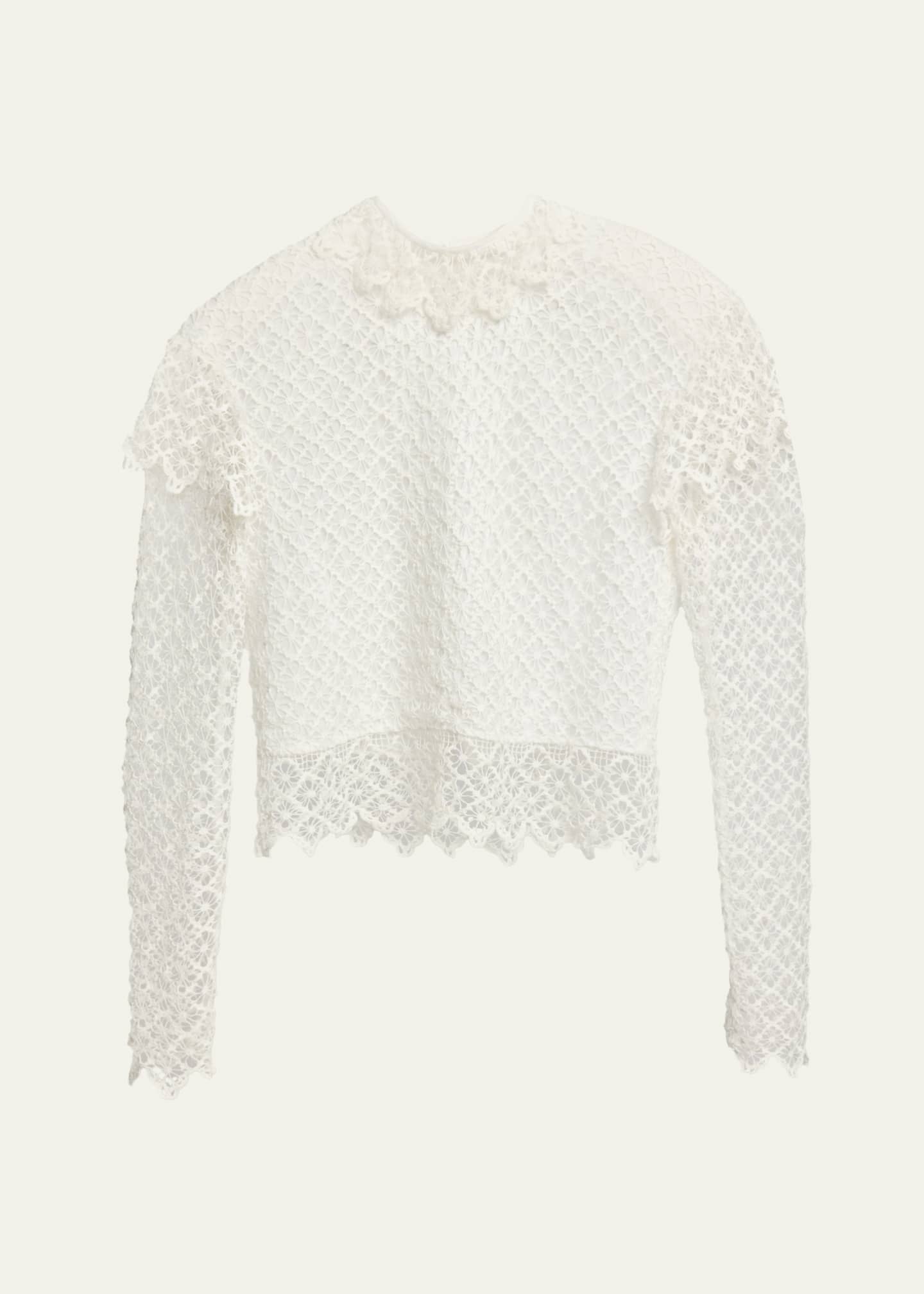 Isabel Marant Ludivine Mock-Neck Cotton Lace Top - Bergdorf