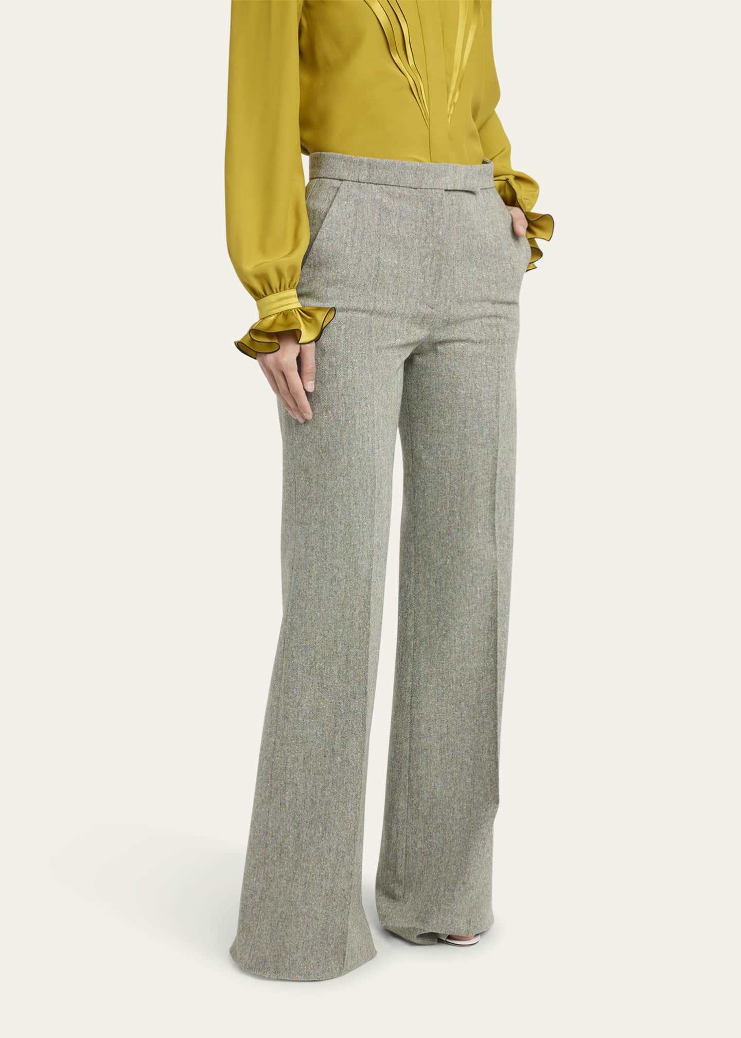 Valentino Garavani Pleated Wool-Blend Trousers - Bergdorf Goodman display picture 1