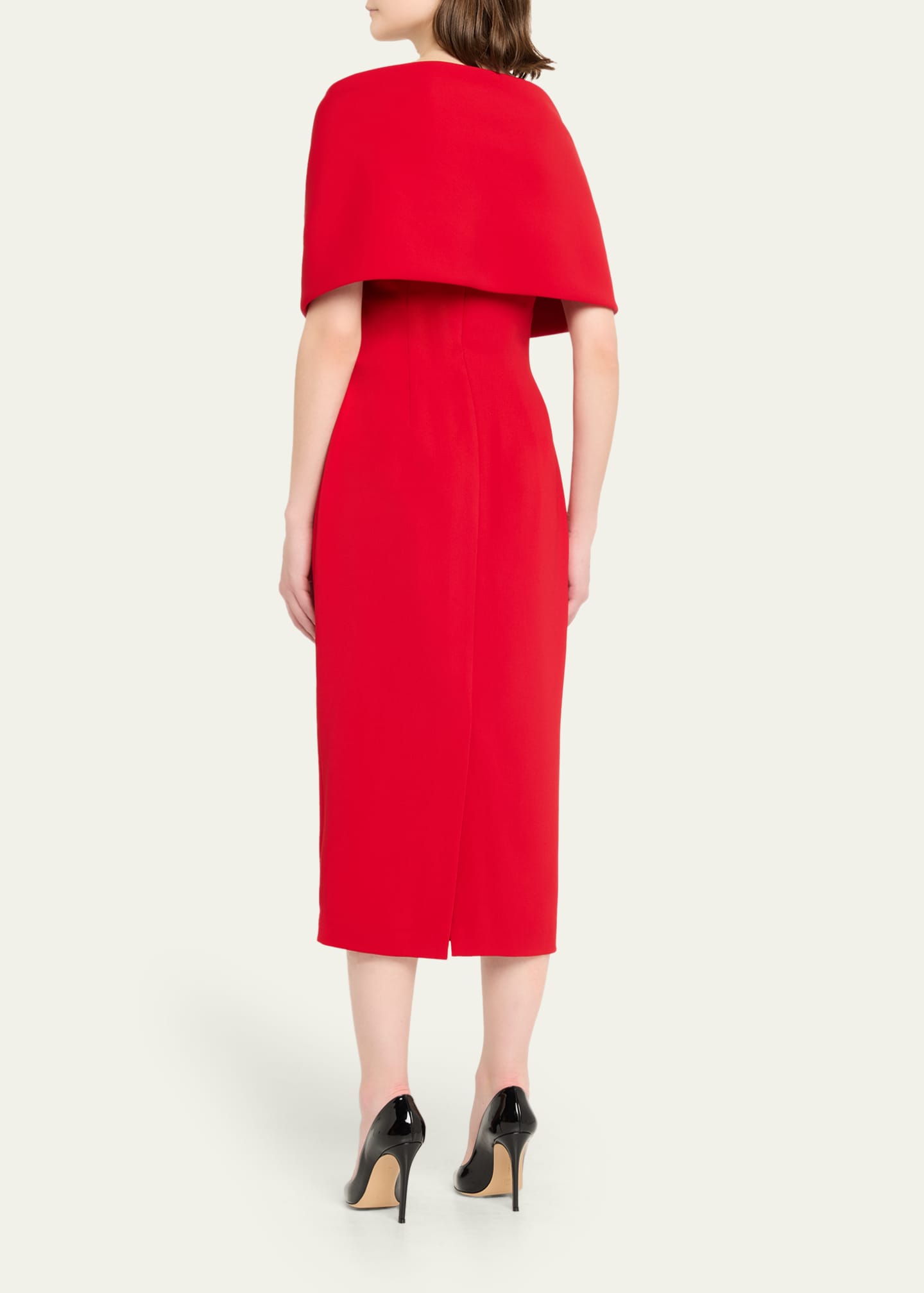 badgley mischka red dress Tweed Rosette Capelet Sheath Badgley Mischka Luxe Coat Dress Gown Badgley Mischka Brick Red Crepe