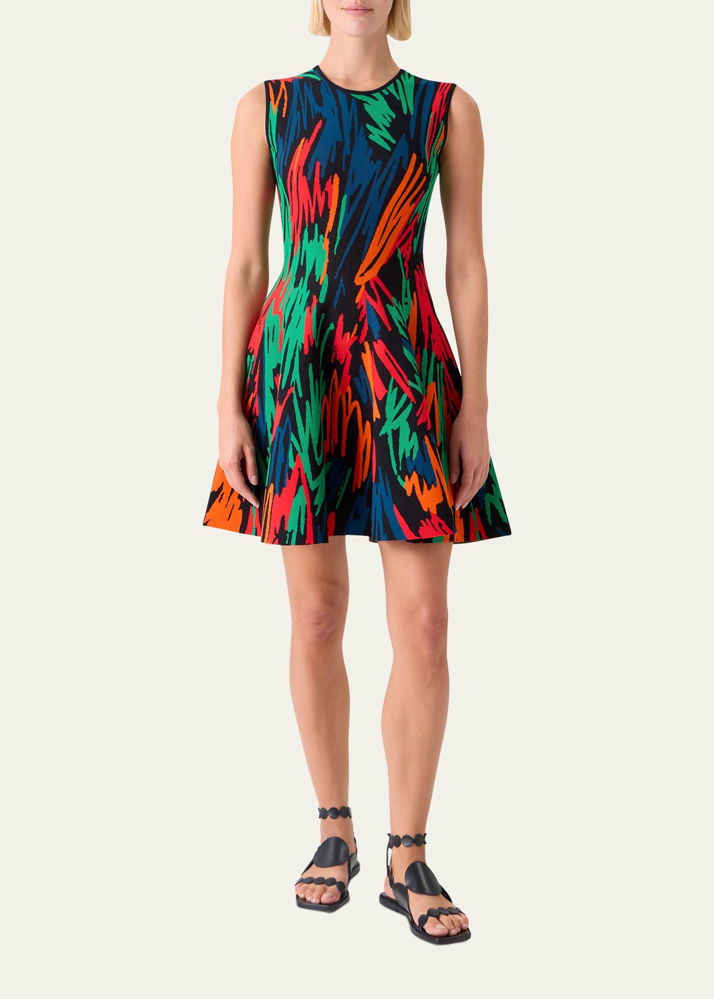 jacquard knit short dress Akris punto Scribble Sleeveless Mini Metallic yarn