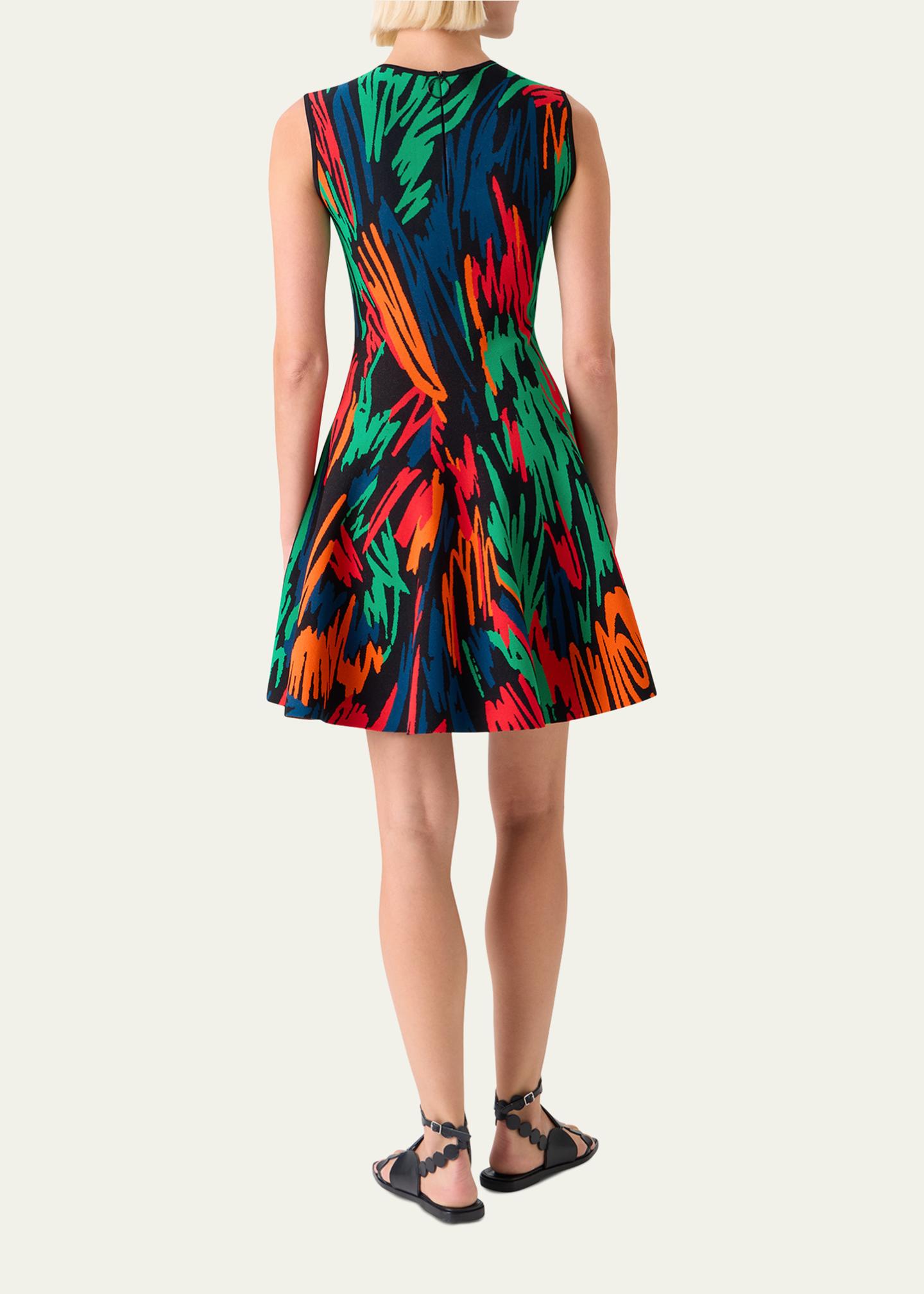 jacquard knit mini dress Akris punto Scribble Sleeveless unique design fabric