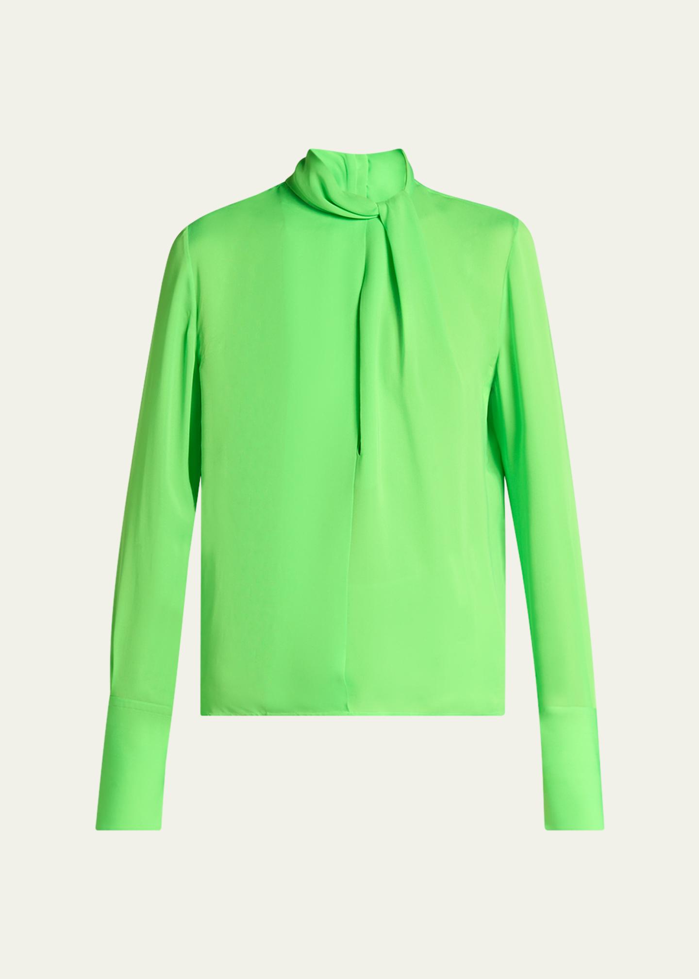 TOM FORD Twisted-Neck Silk Long-Sleeve Shirt - Bergdorf Goodman
