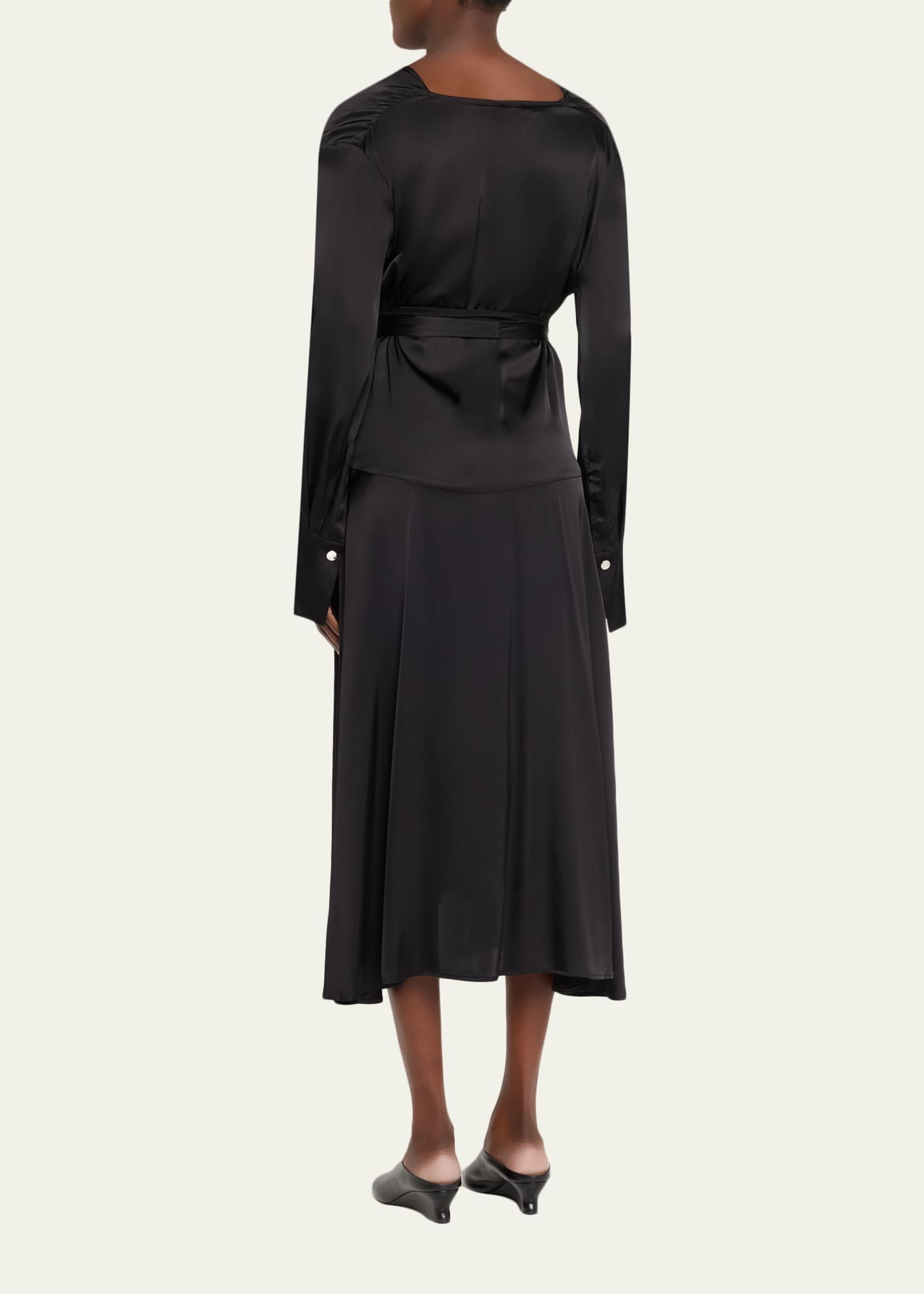 Leo Geek Bar Flavor GANNI Solid Stretch Satin Cowl Scarf Midi Dress