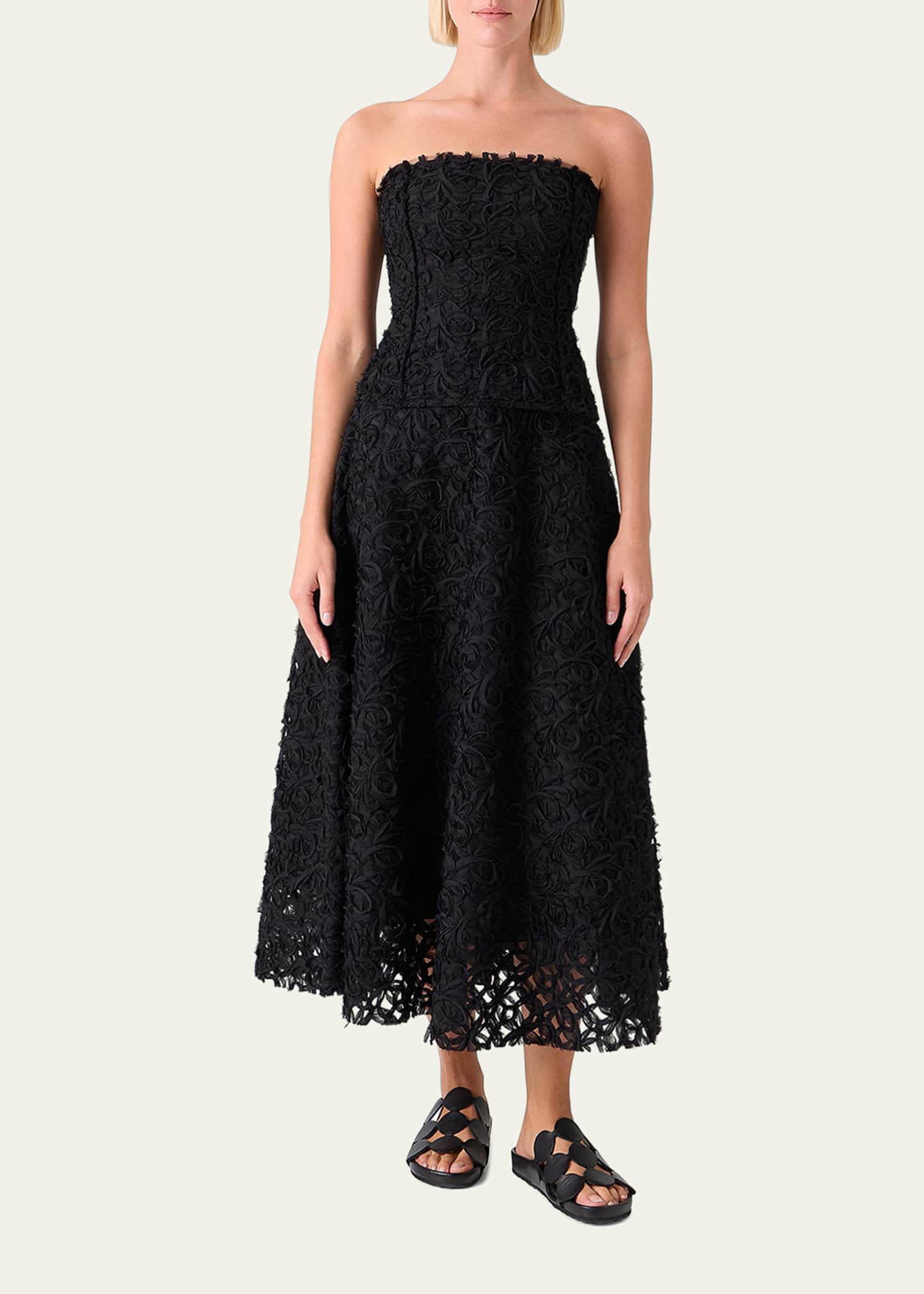 AKRIS punto ノースリーブトップス サイズ8 黒 Akris punto 3D Floral Embroidered Bustier Top - Bergdorf Goodman