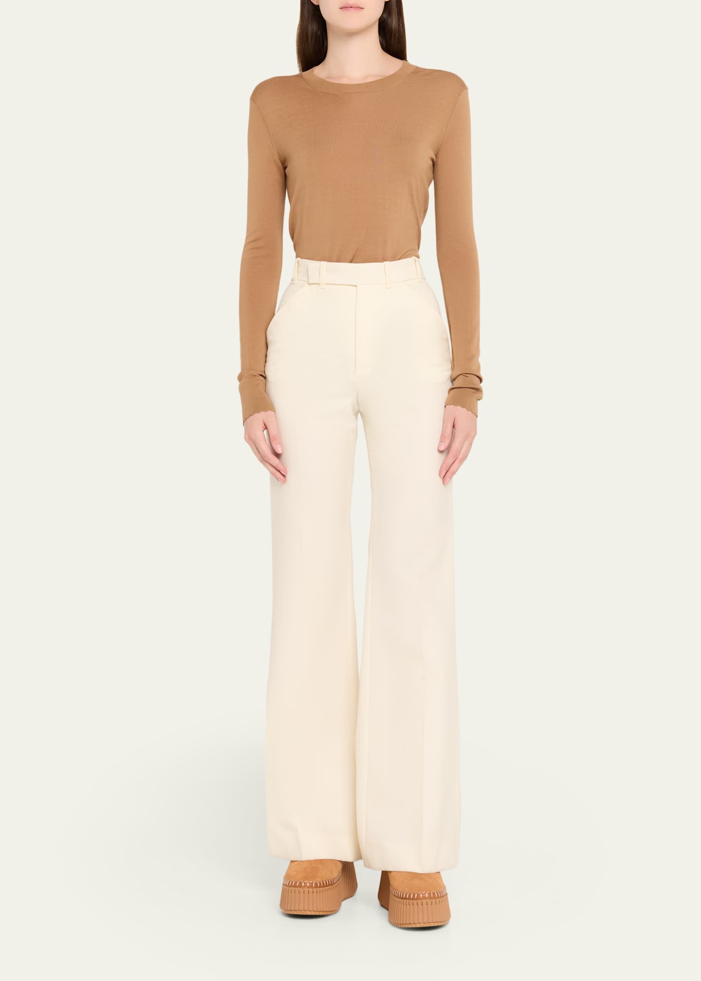 Nama Suede Shearling-Lined Platform Clogs