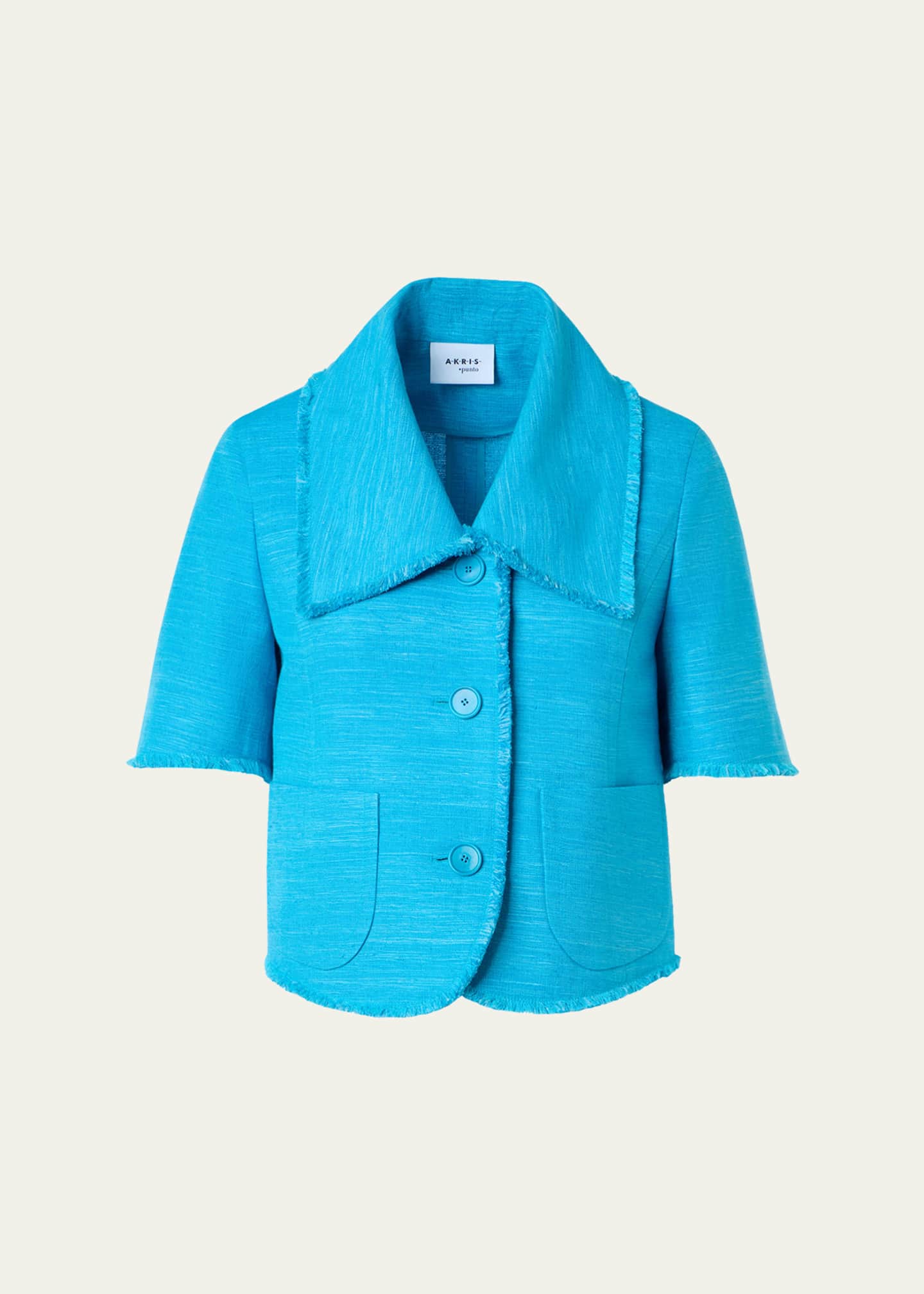 Akris punto Short-Sleeve Fringed Indian Silk Jacket - Bergdorf Goodman