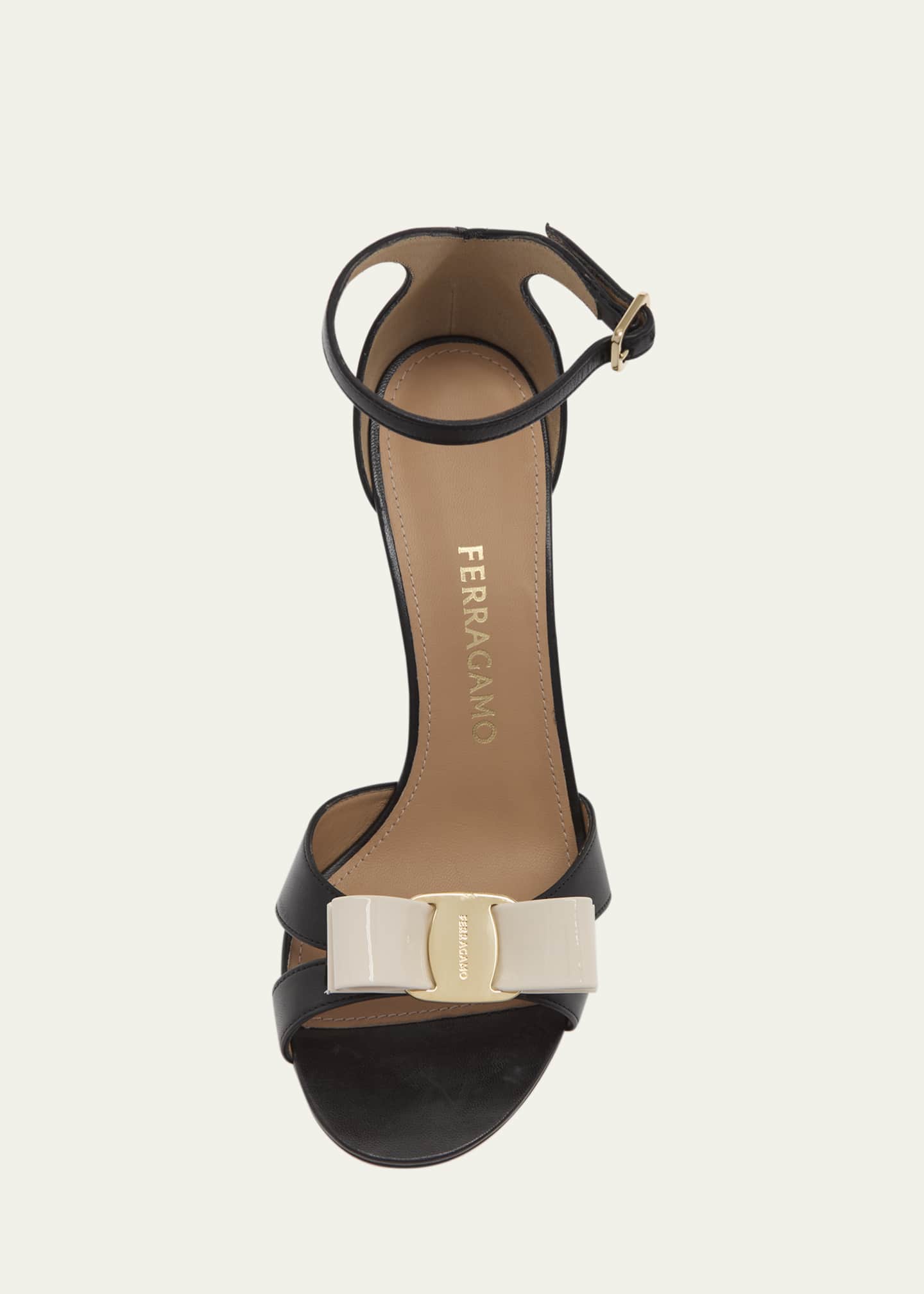 Ferragamo 95mm Roxy Vara Leather Bow Ankle-Strap Sandals