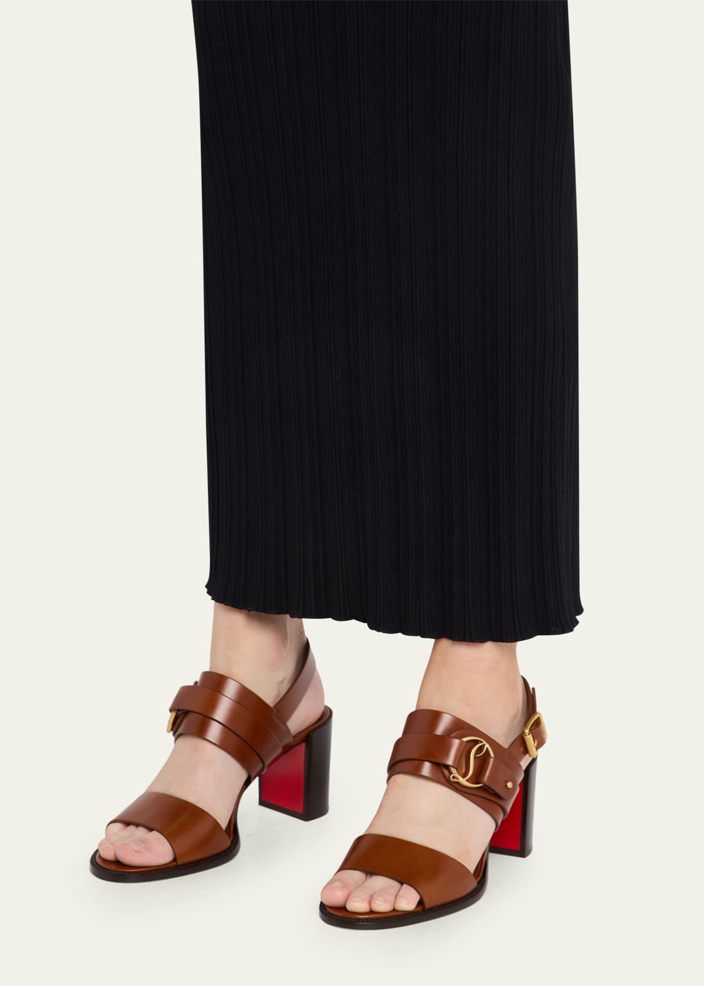 Christian Louboutin 70mm Her in Roma Leather Block-Heel Sandals