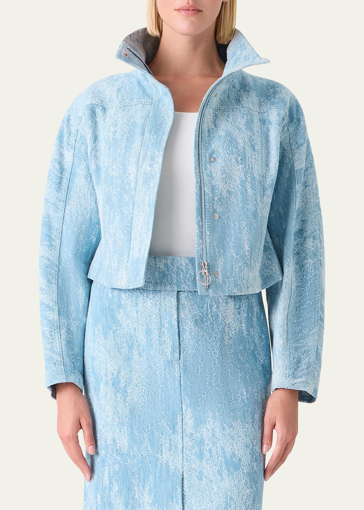Akris punto Washed Jacquard Denim Zip Jacket - Bergdorf Goodman
