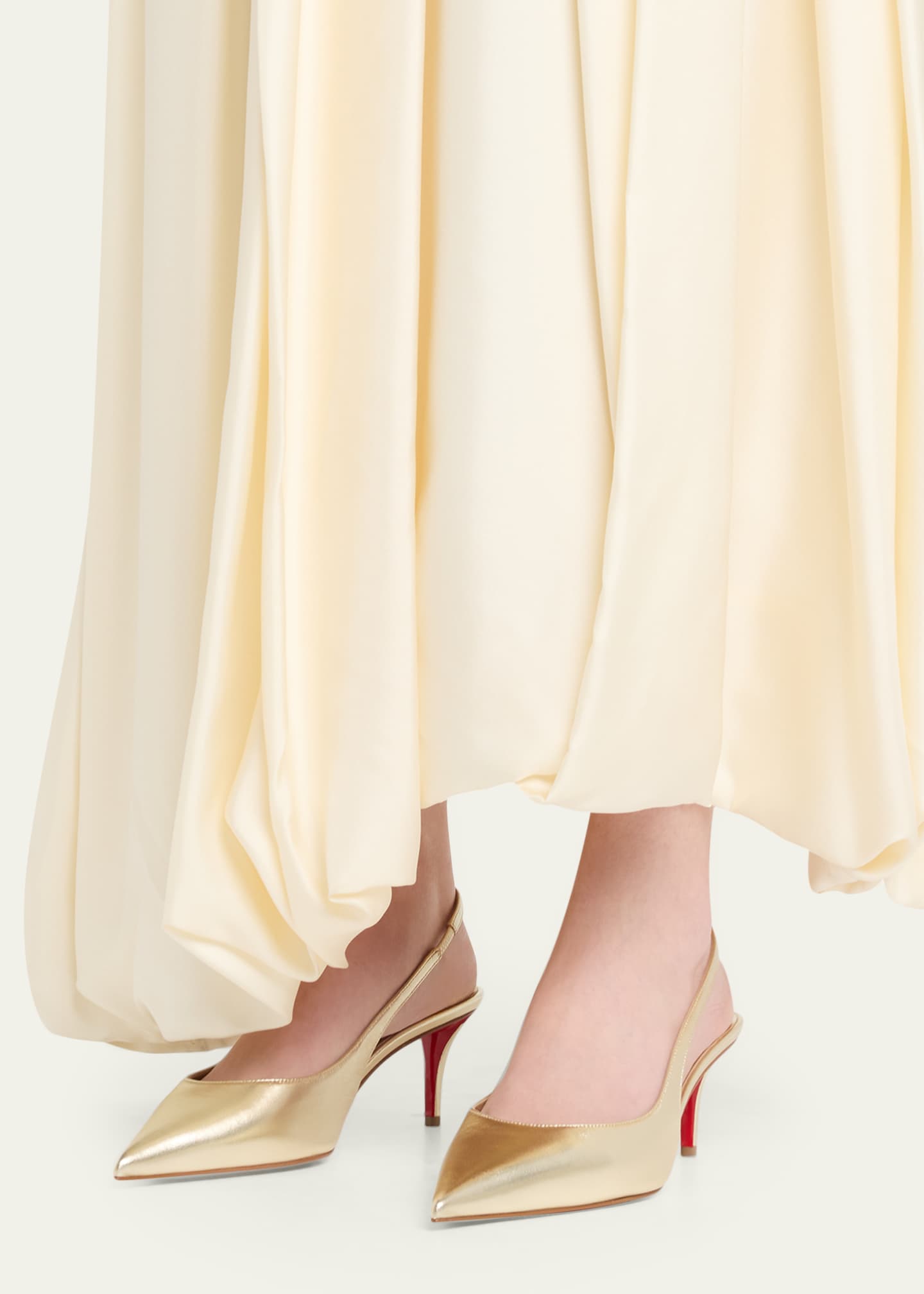 Christian Louboutin 60mm Miss Z Metallic Leather Slingback Pumps