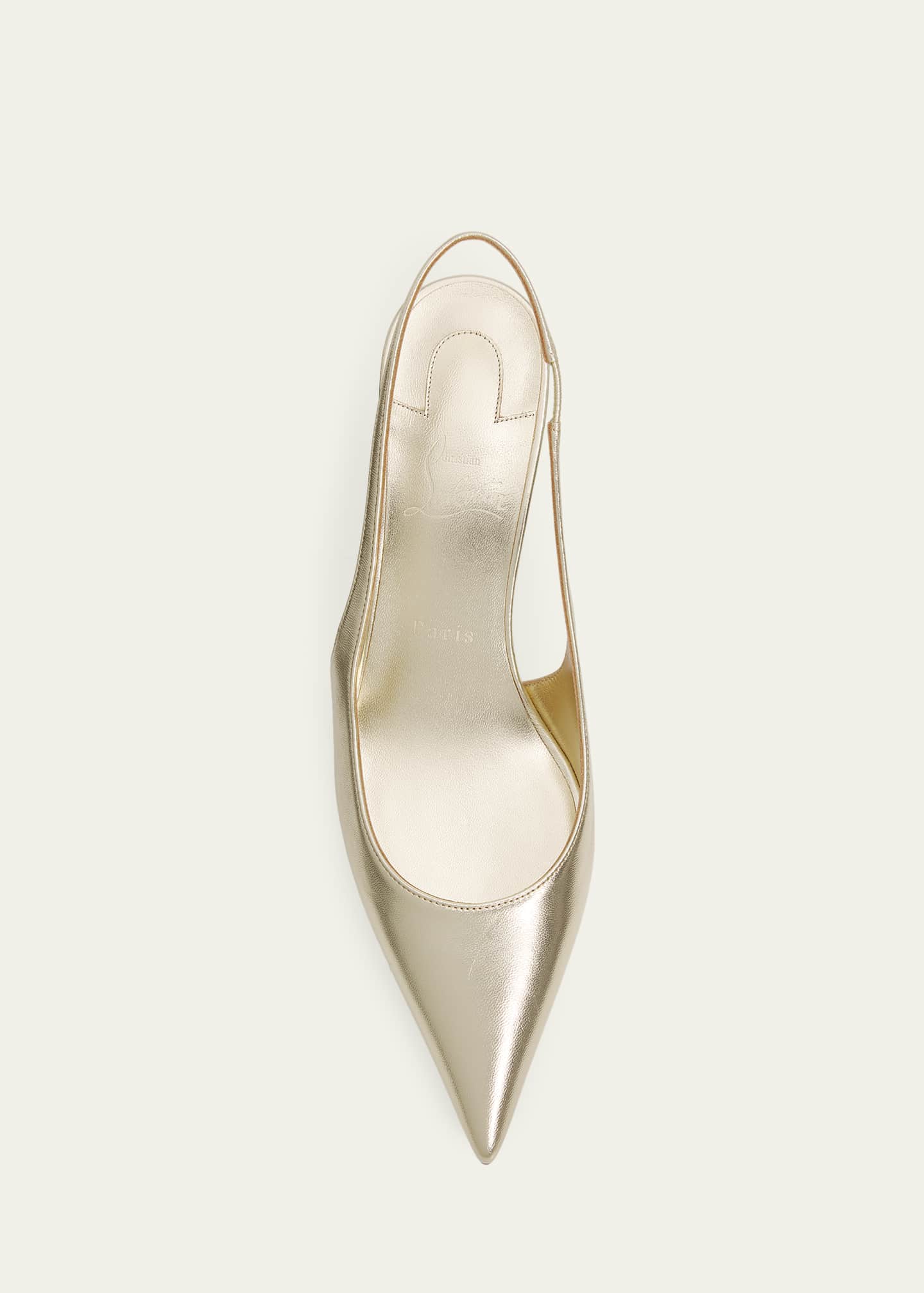 2回着用 美品 Christian Louboutin ゴールドパンプス Christian Louboutin 60mm Miss Z Metallic Leather Slingback Pumps