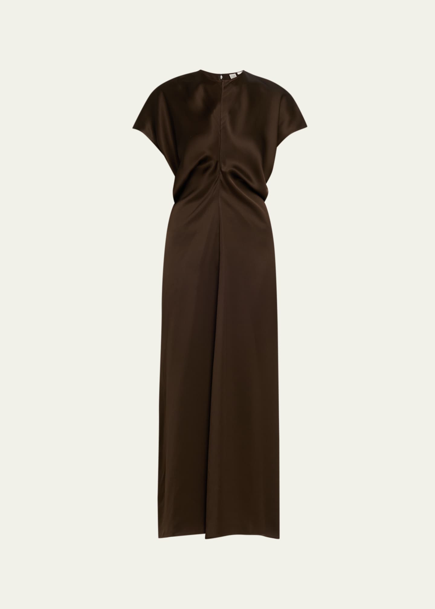 toteme brown dress TOTEME Fluid-sleeve Jersey Maxi Dress in Brown