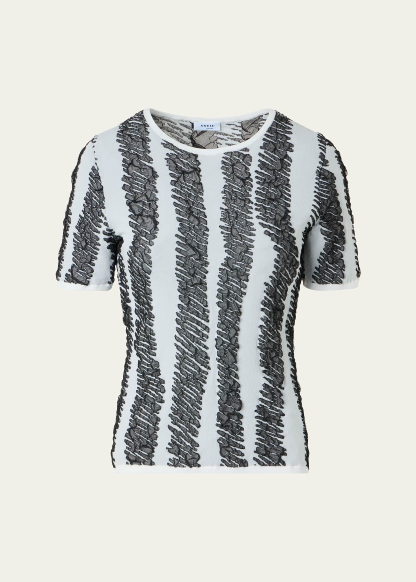 Akris punto 3D Scribble Jacquard Knit Short-Sleeve Sweater