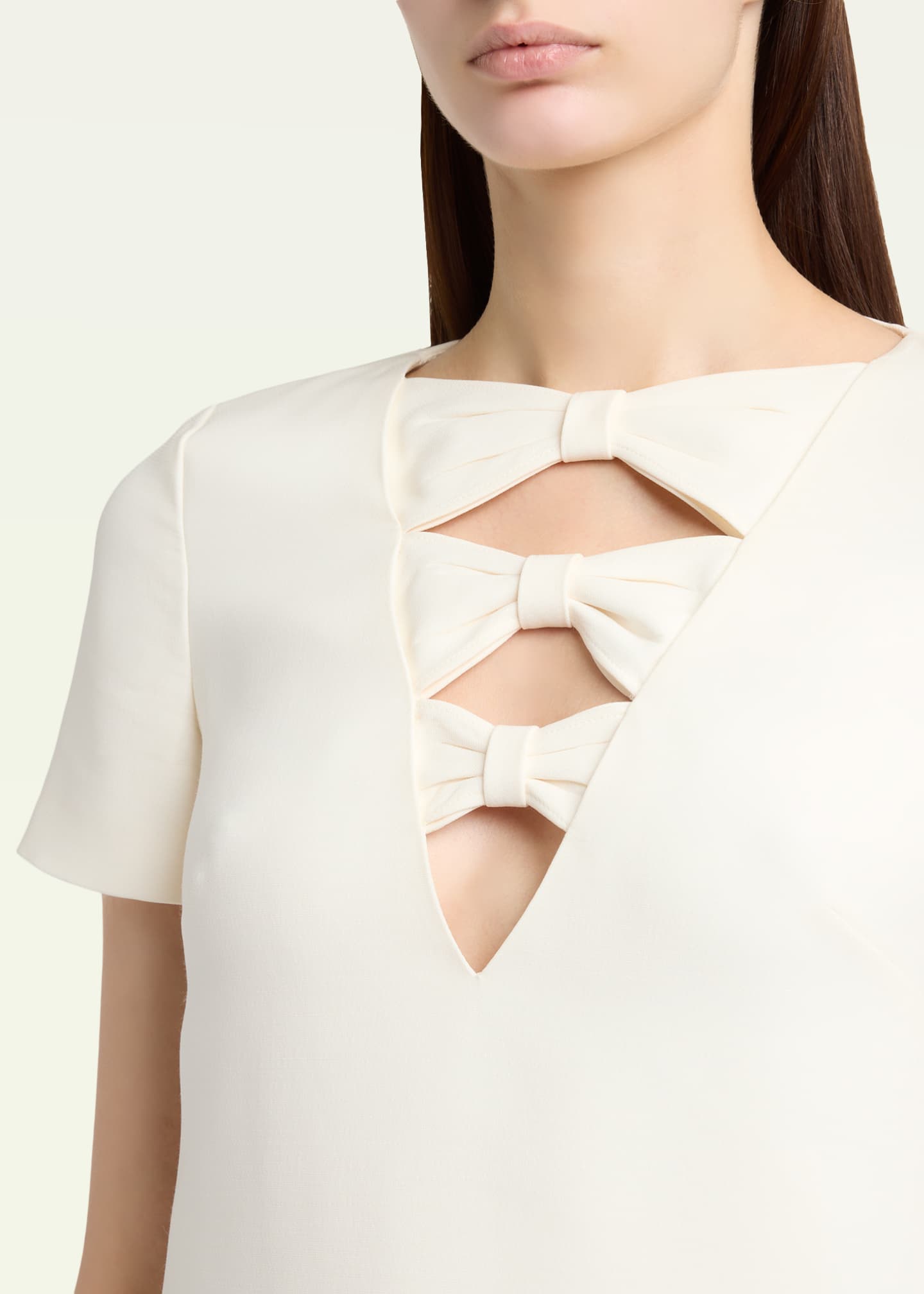 weworewhat faux-leather bow cutout mini dress Valentino Garavani Bow Cutout Short-Sleeve Mini Dress