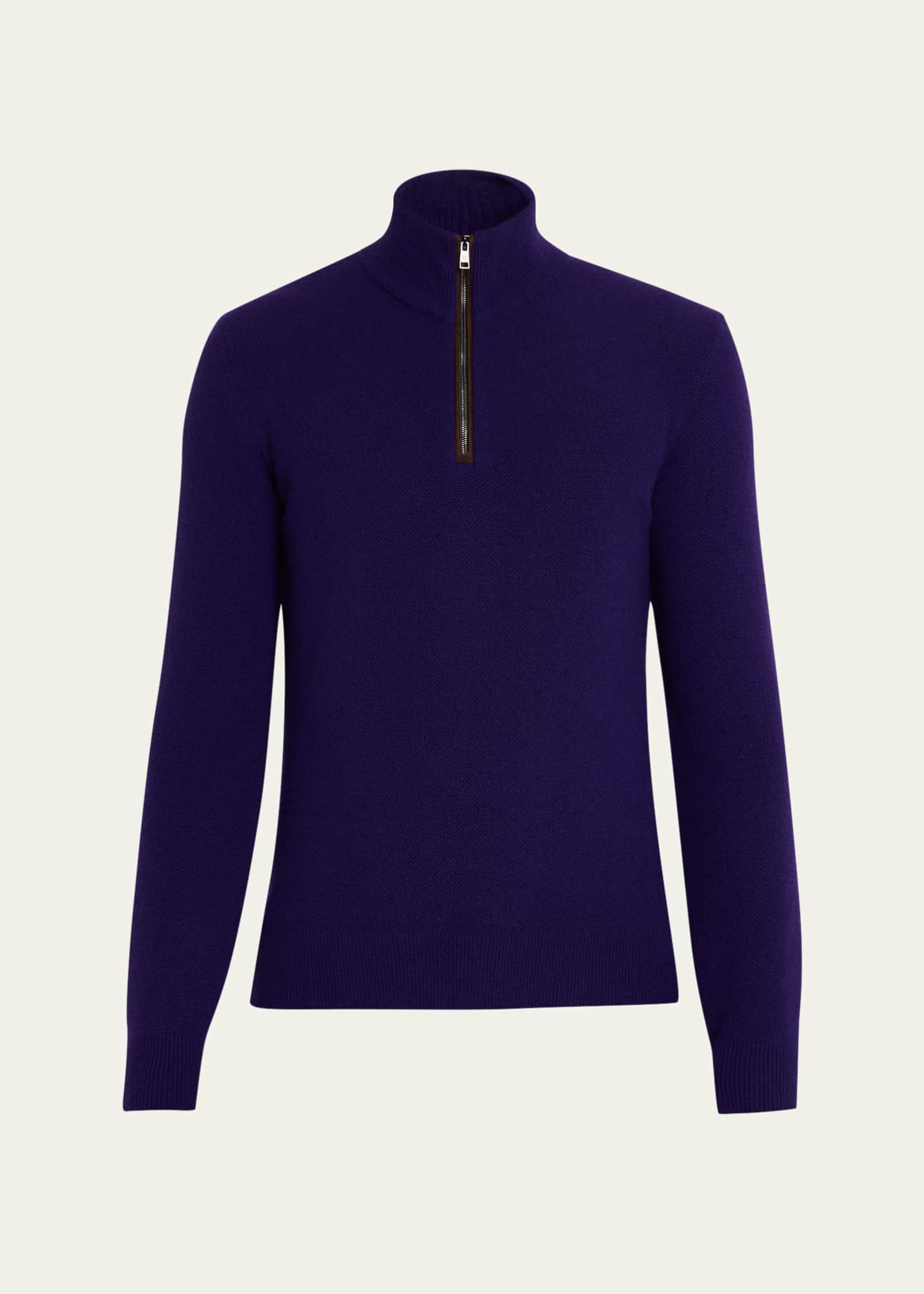 Ralph Lauren Purple Label Men's Cashmere Birdseye Suede-Trim