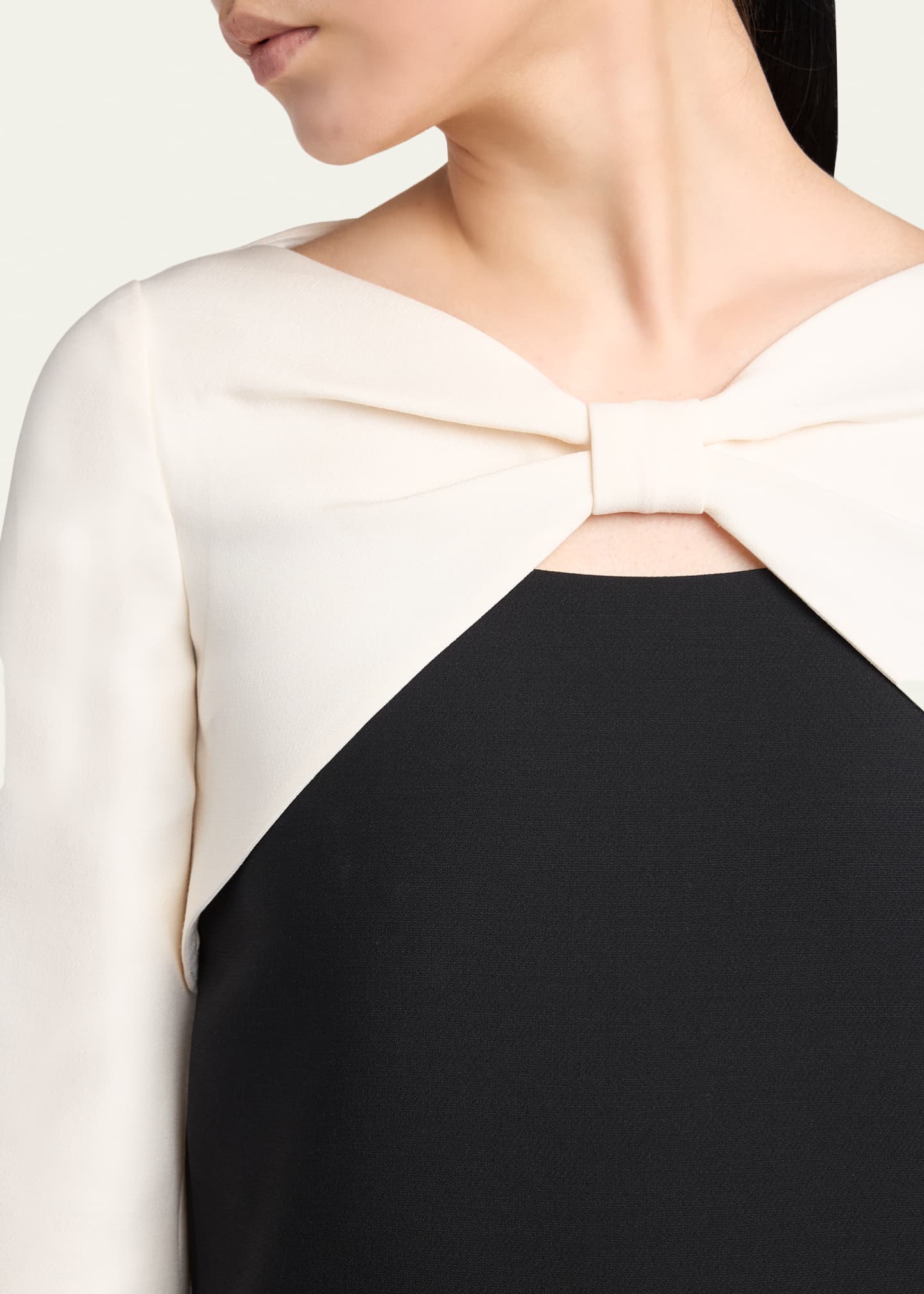 Valentino Garavani Colorblock Bow Long-Sleeve Mini Dress - Bergdorf Goodman