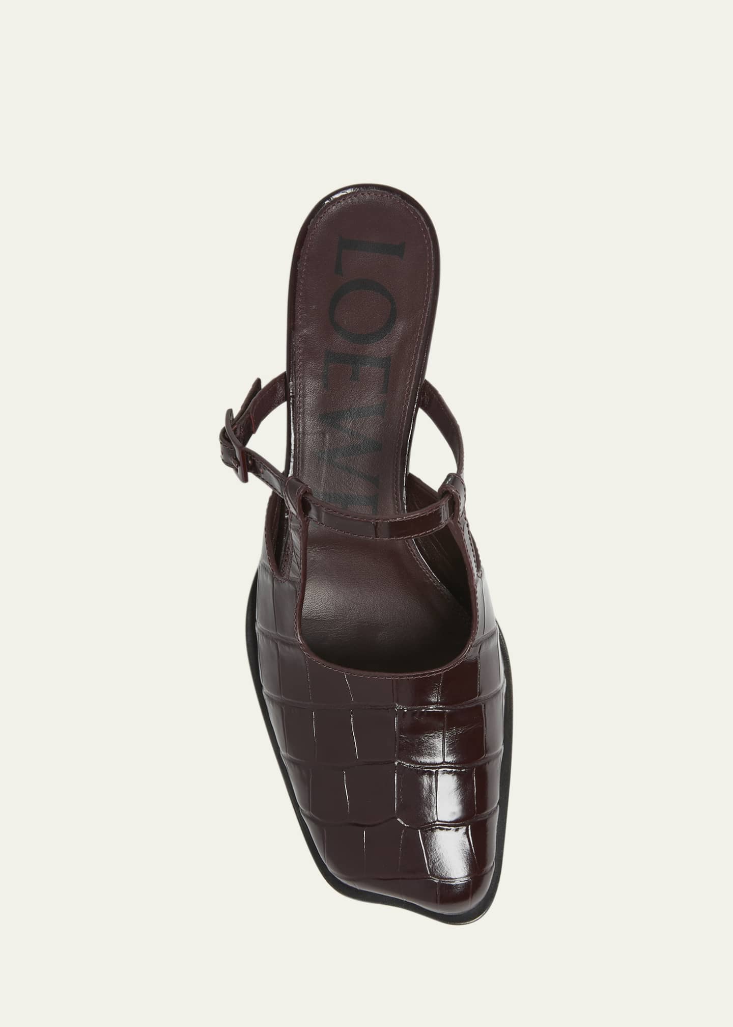 Loewe Onda Croc-Embossed Leather Mules - Bergdorf Goodman