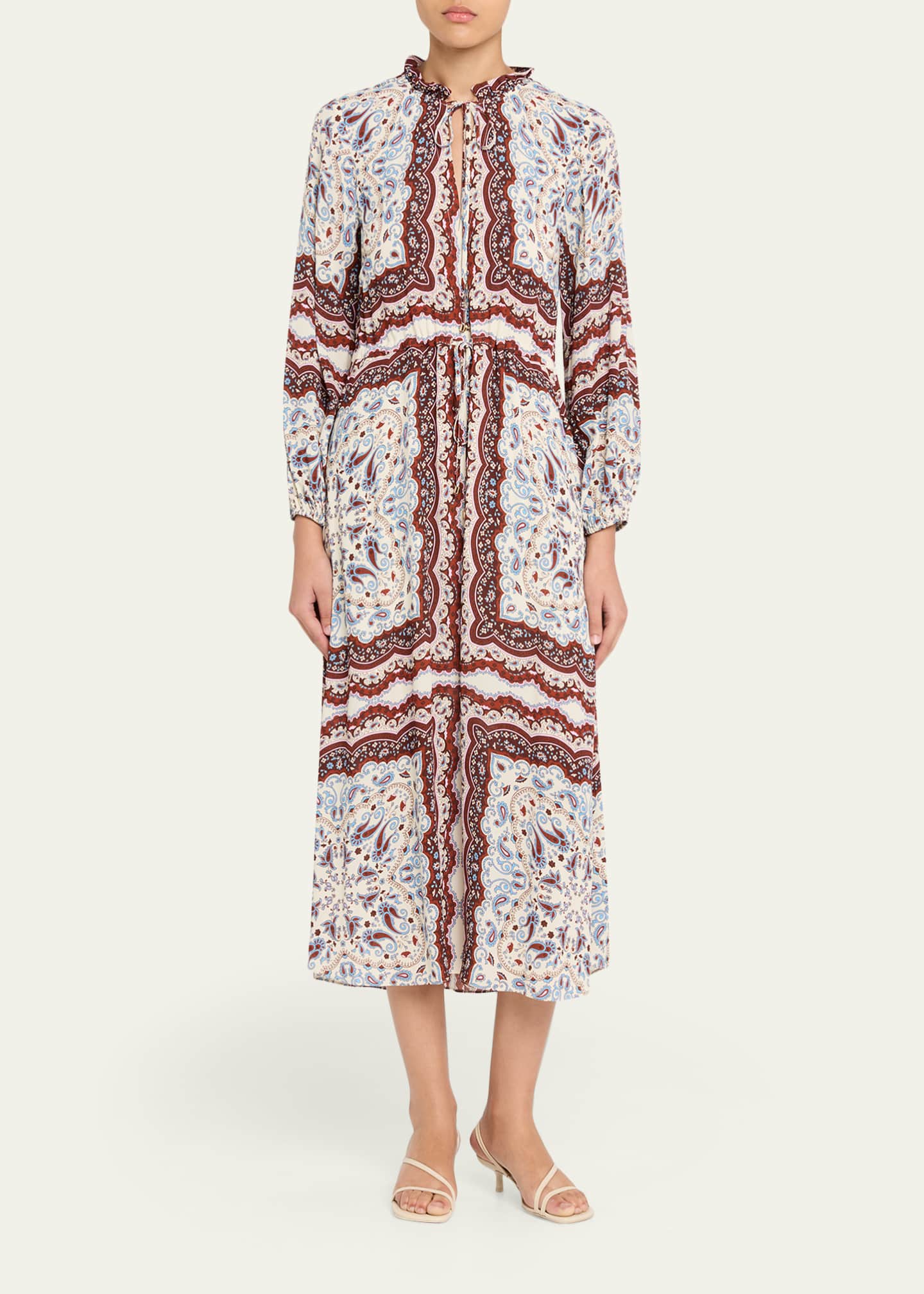 cara cara long sleeve dress Berkshire Dress in Pasiley Scarf Ivory S