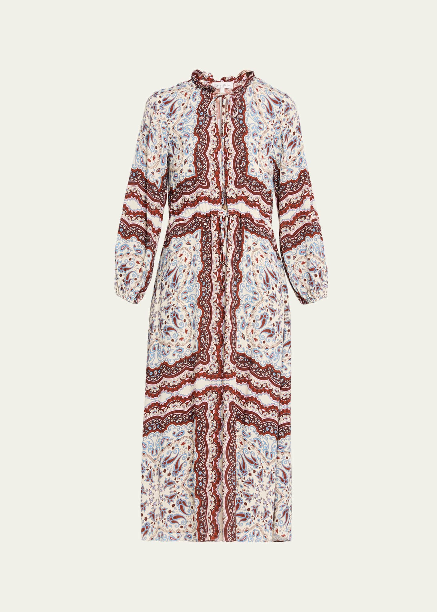 knee length dresses for ladies Veronica Beard Lupita Paisley Maxi Dress | Black Multi