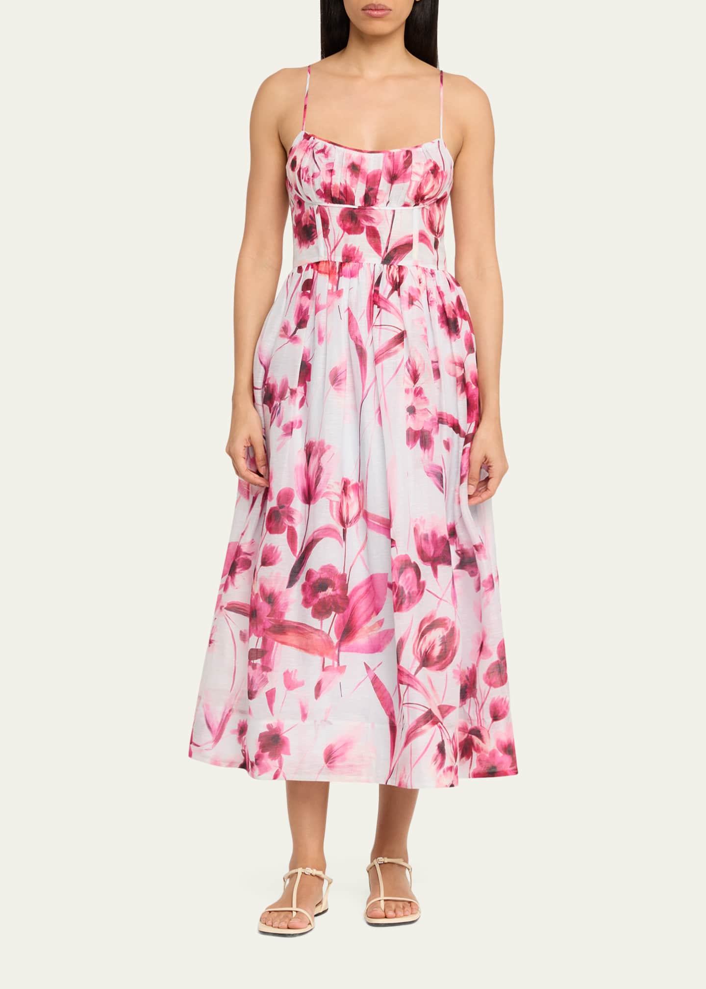 chara floral fit & flare midi dress Floral Dress Alice Olivia Midi Dress ALICE OLIVIA Chara Floral Fit Flare  Midi-Dress Saks Fifth