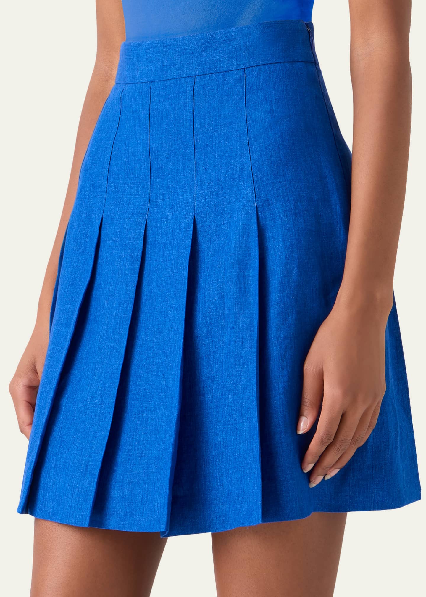 Akris Pleated Linen Mini Skirt - Bergdorf Goodman