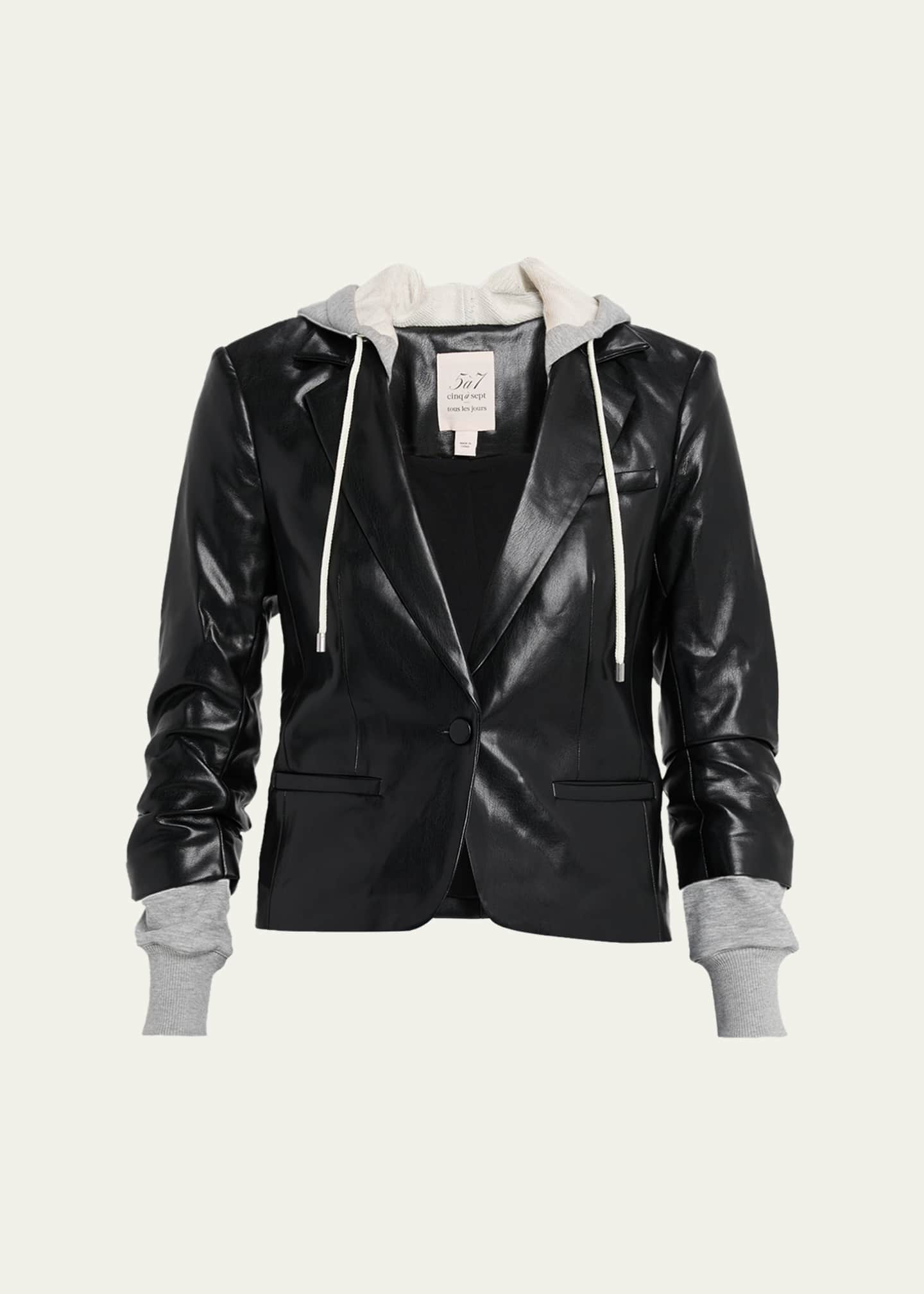 ジャケット・アウター Leather Semi-Double Tailored Jacket Cinq a Sept Hooded Vegan Leather Combo Blazer - Bergdorf Goodman
