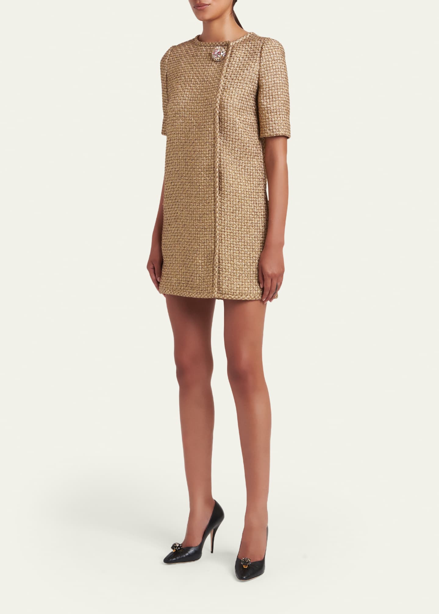 Valentino Garavani Crystal Metallic Tweed Short-Sleeve Mini Dress -  Bergdorf Goodman