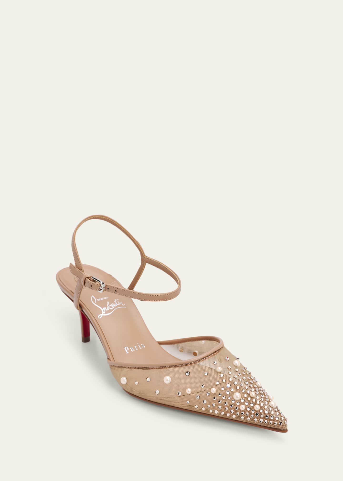 Christian Louboutin 60mm Miss Z Riviera Strass Mesh Pumps