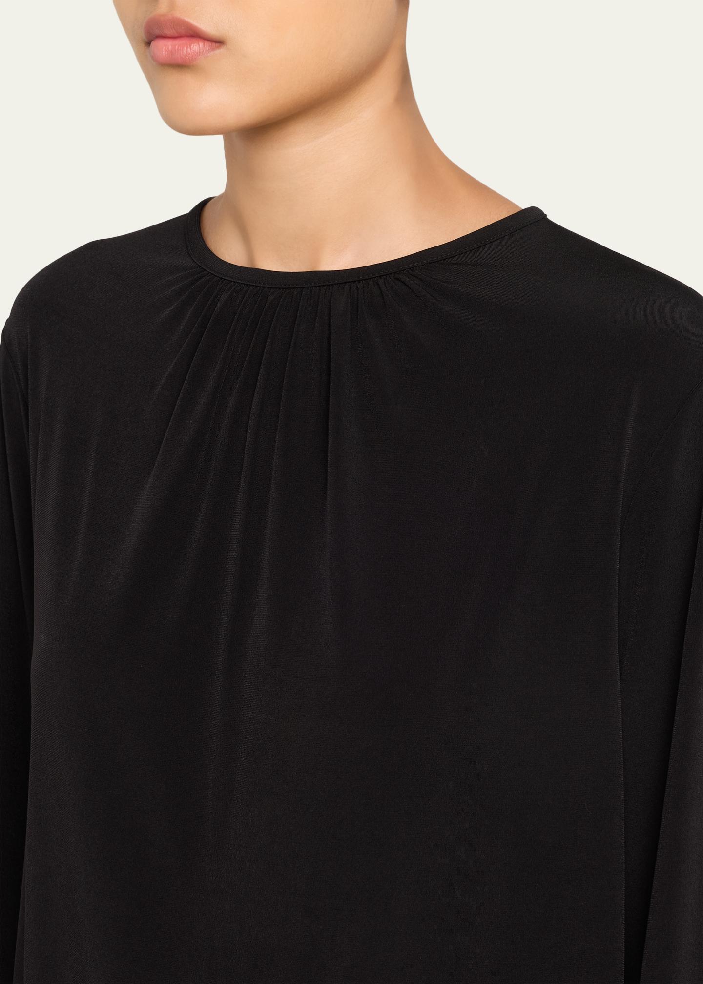 Vince Gathered Long-Sleeve Crepe Blouse - Bergdorf Goodman